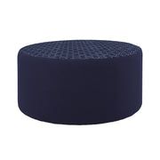Outdoor 36" Round Ottoman with Sunbrella, 18" H - Adaptation Indigo/Canvas Navy