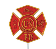 GRAVE MARKER PLASTIC RED US FIREFIGHTERS