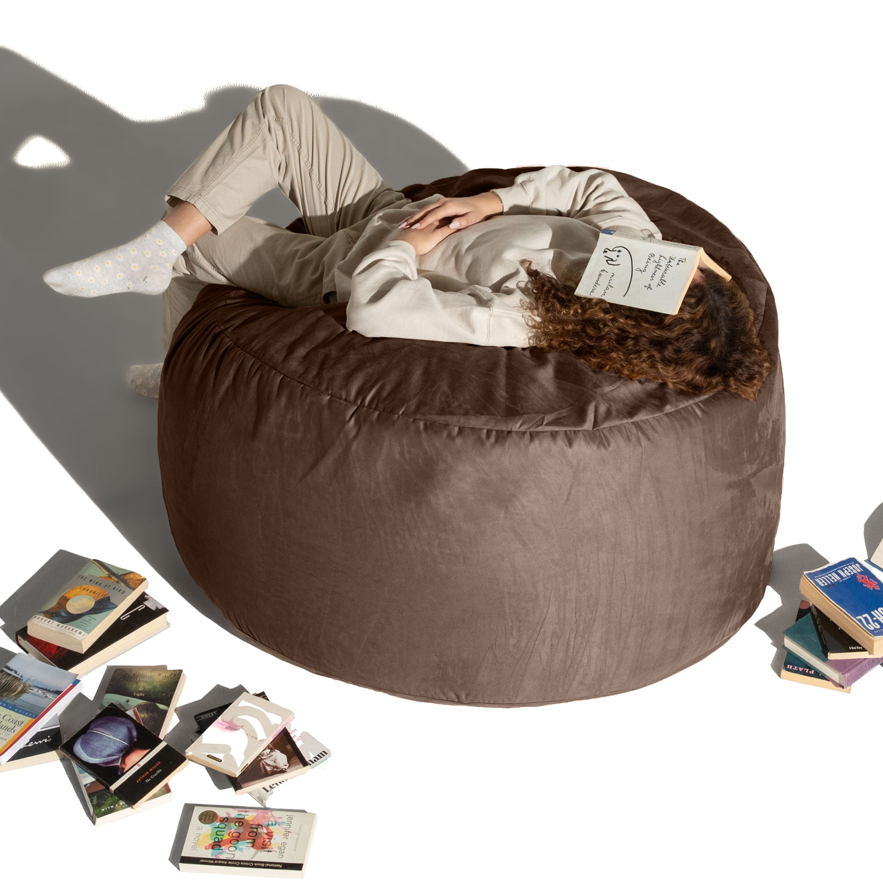 Jaxx 4 ft Round Bean Bag Chair for Adults, Cinnabar