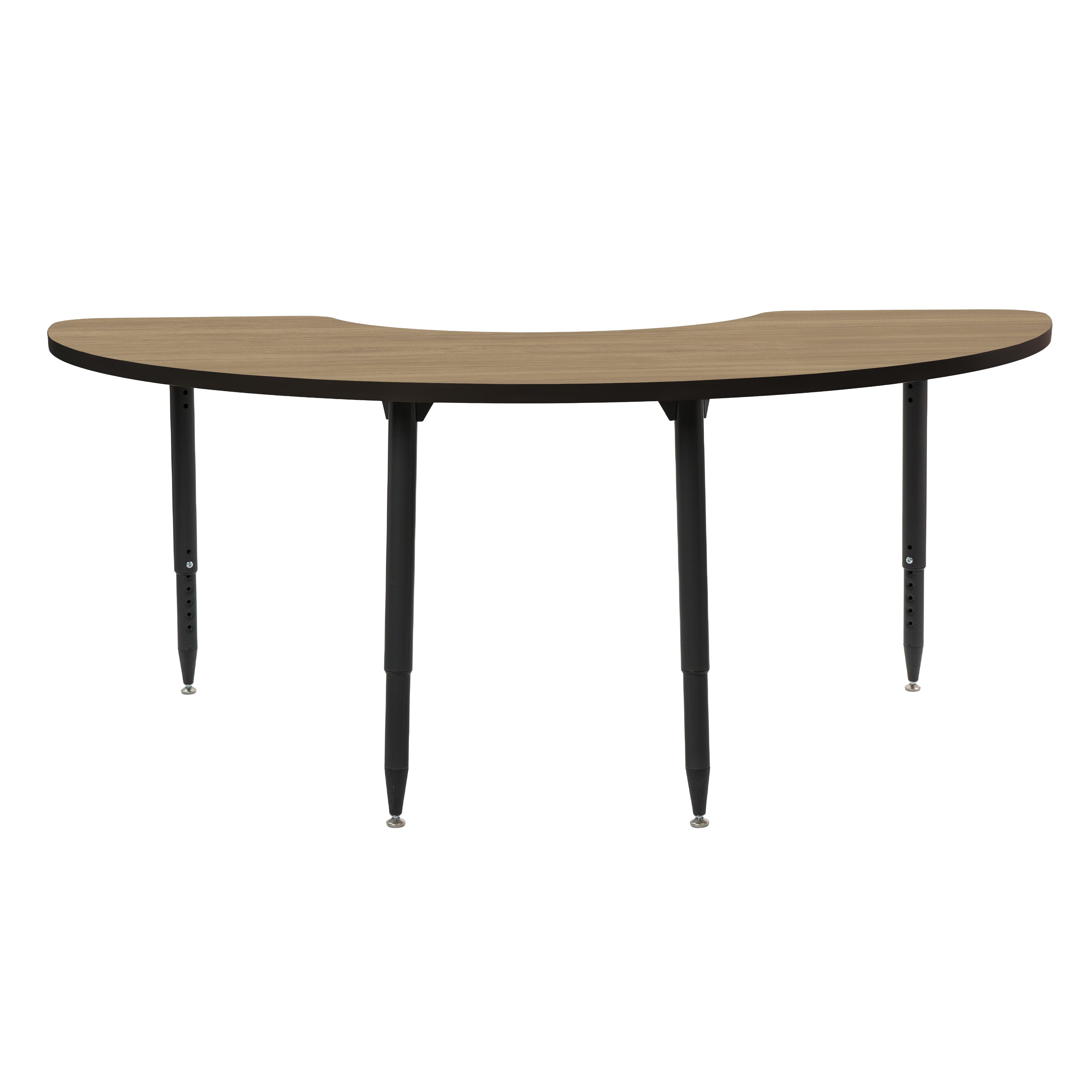 Adapte 36" x 72" Half Moon Thermofused Activity Table with Adjustable Tapered Legs - Pasadena Oak/Black
