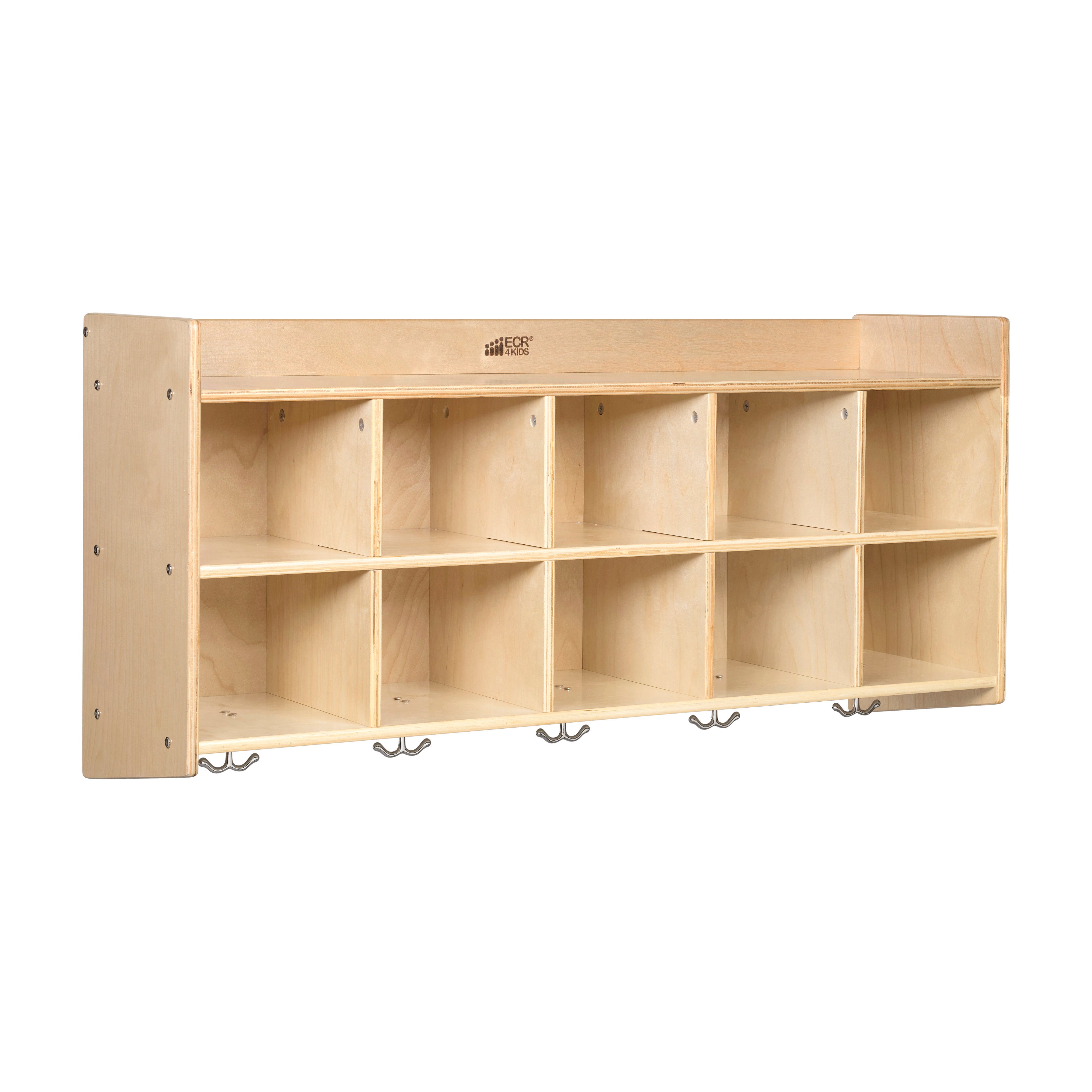 10-Section Hanging Coat Locker and Shelf - Natural