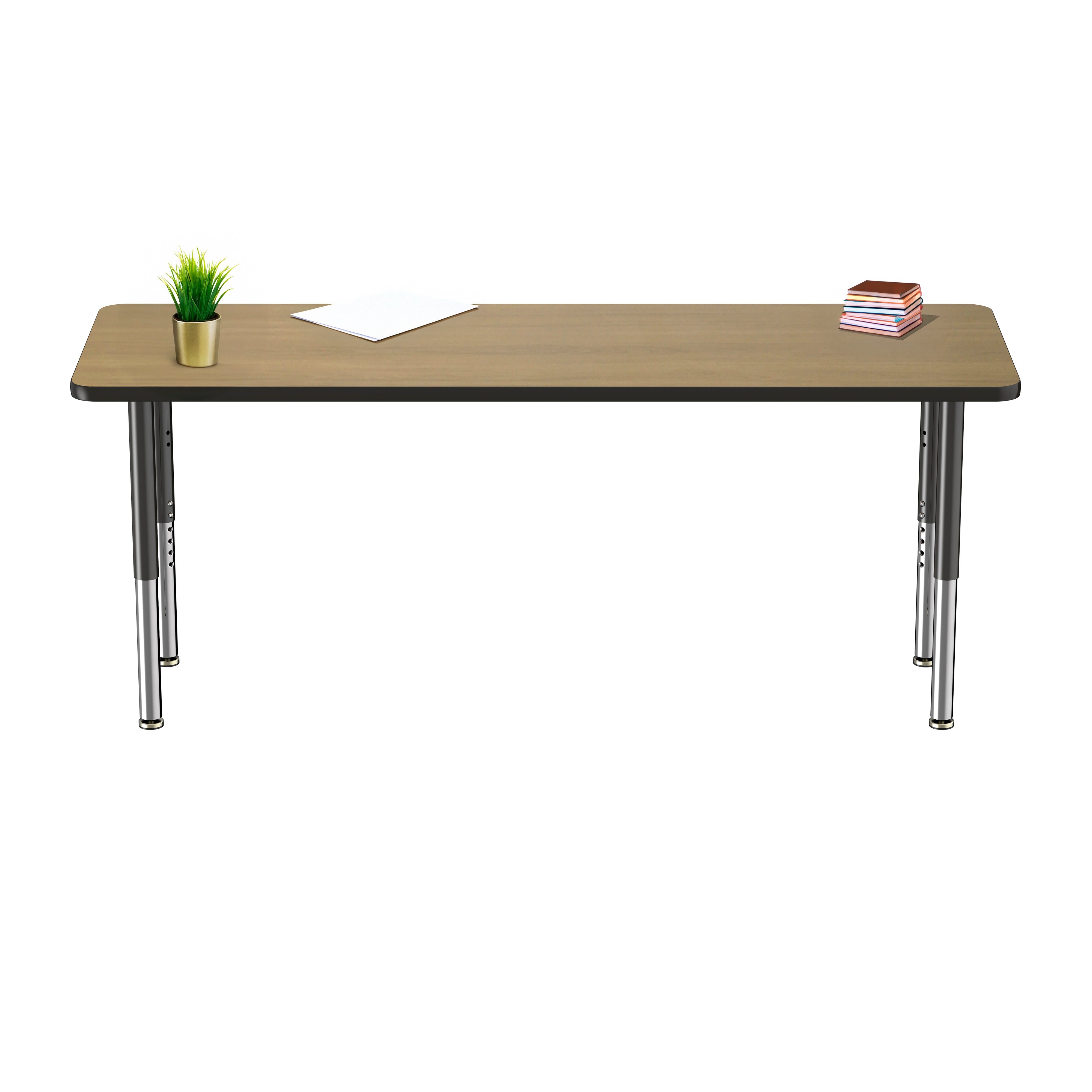 24" x 72" Rectangle T-Molding Activity Table with Adjustable Super Legs - Pasadena Oak/Black