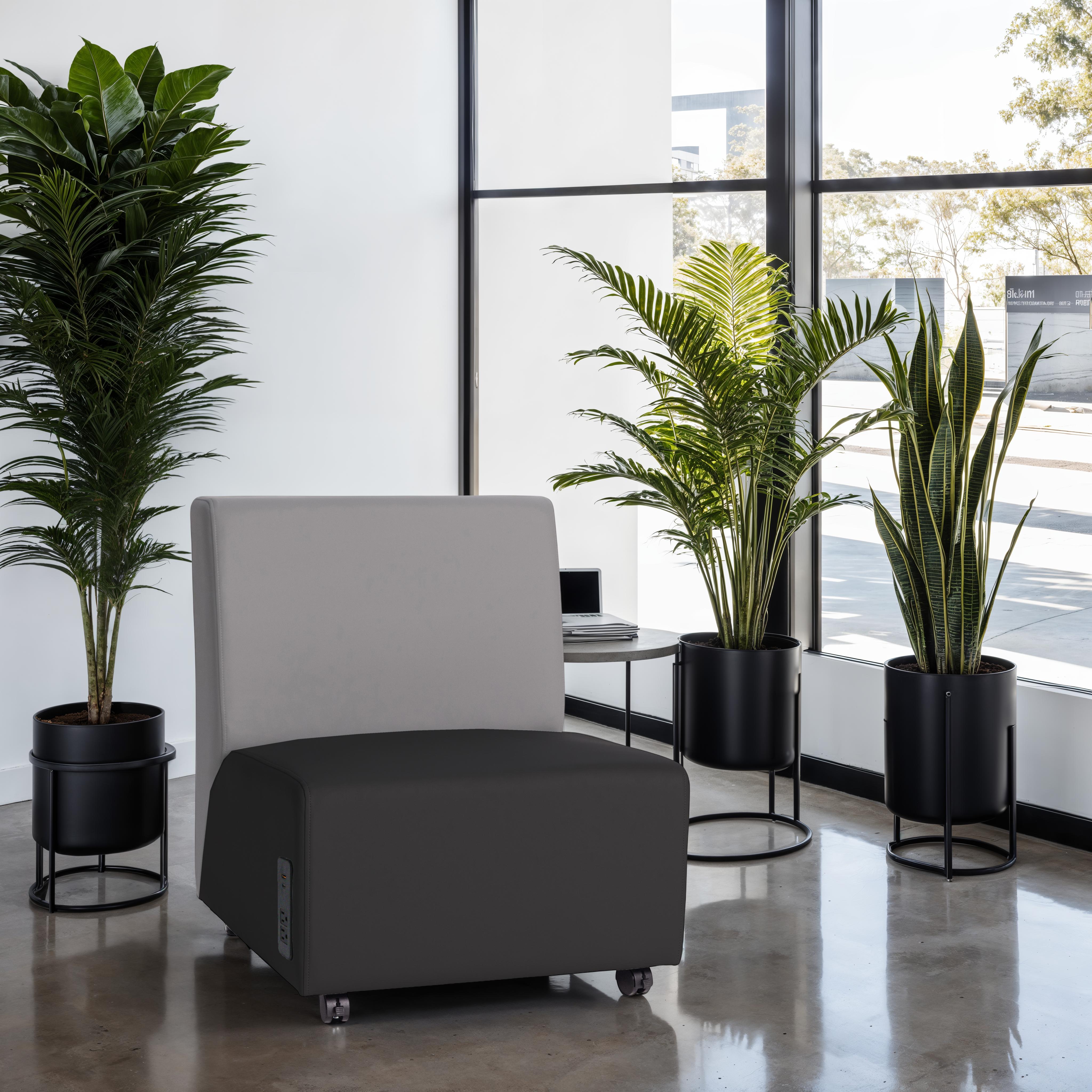 Pro Series Upholstered Armless Mobile Chair with Tech Panel - Black/Gray