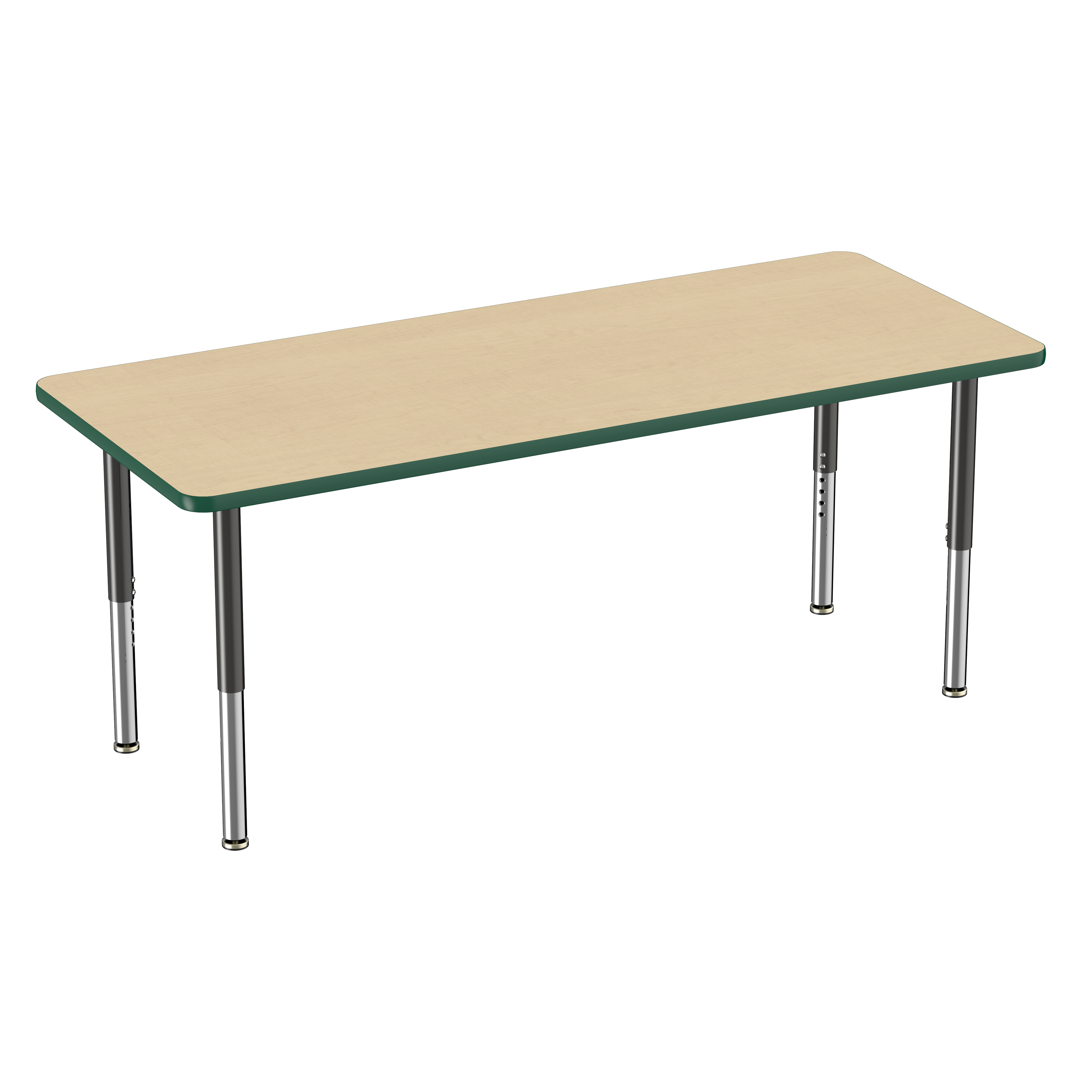 30" x 72" Rectangle T-Molding Activity Table with Adjustable Super Legs - Maple/Green/Black
