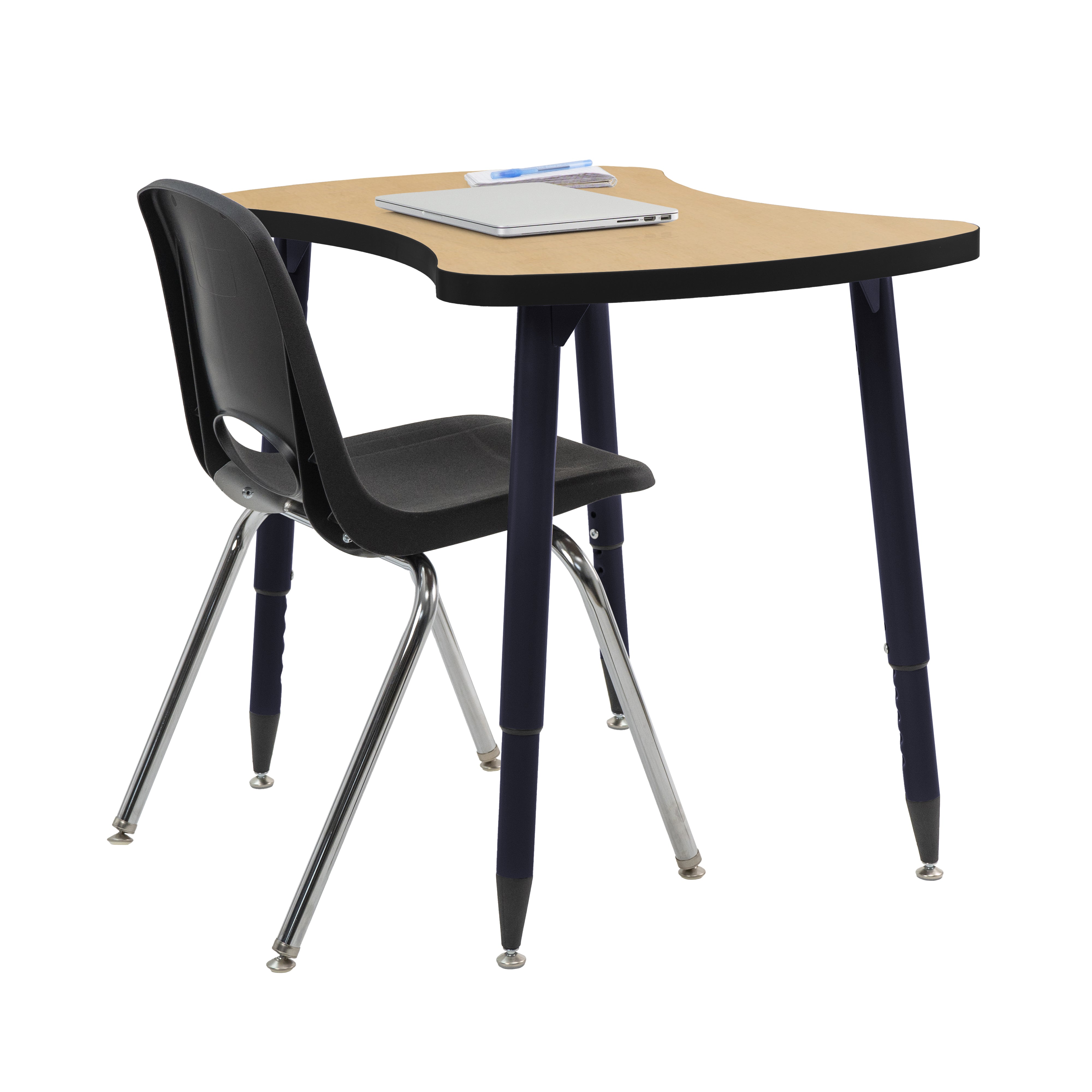 Adapte 25" x 37" Bowtie Thermofused Activity Table with Adjustable Tapered Legs - Maple/Black