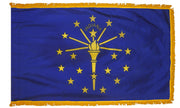 Indiana State Flag 4x6 ft. Nylon with Pole Sleeve and Gold Fringe for Parades, and Indoor Display