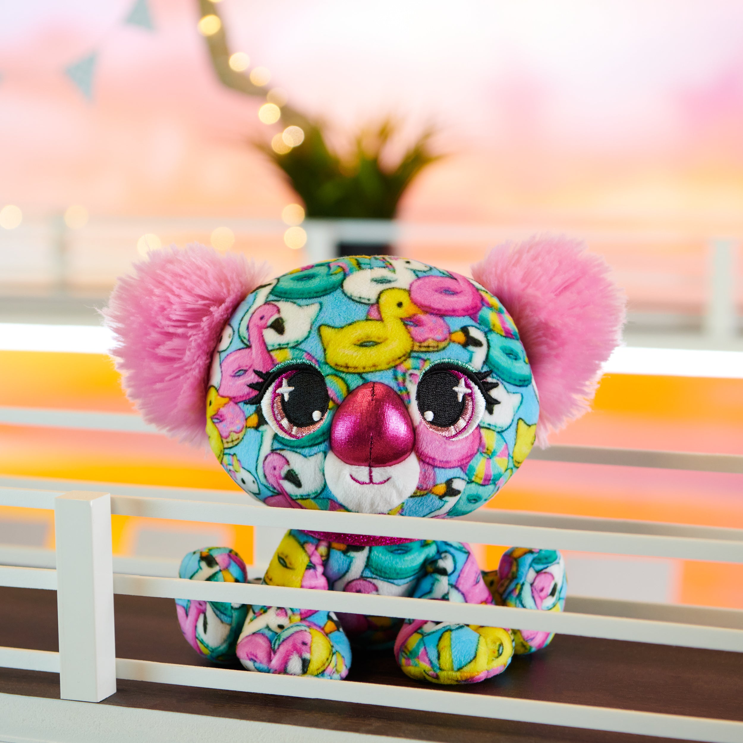 P.Lushes Designer Fashion Pets Angie Springs Premium Koala Stuffed Animal, Pink and Blue, 6”