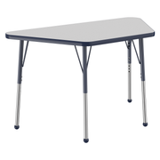24" x 48" Trapezoid T-Molding Activity Table with Adjustable Standard Ball Glide Legs - Gray/Navy