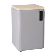 Pro Series Upholstered 18" x 18" Square Ottoman Table with Tech Panel 28" Height - Gray/Maple