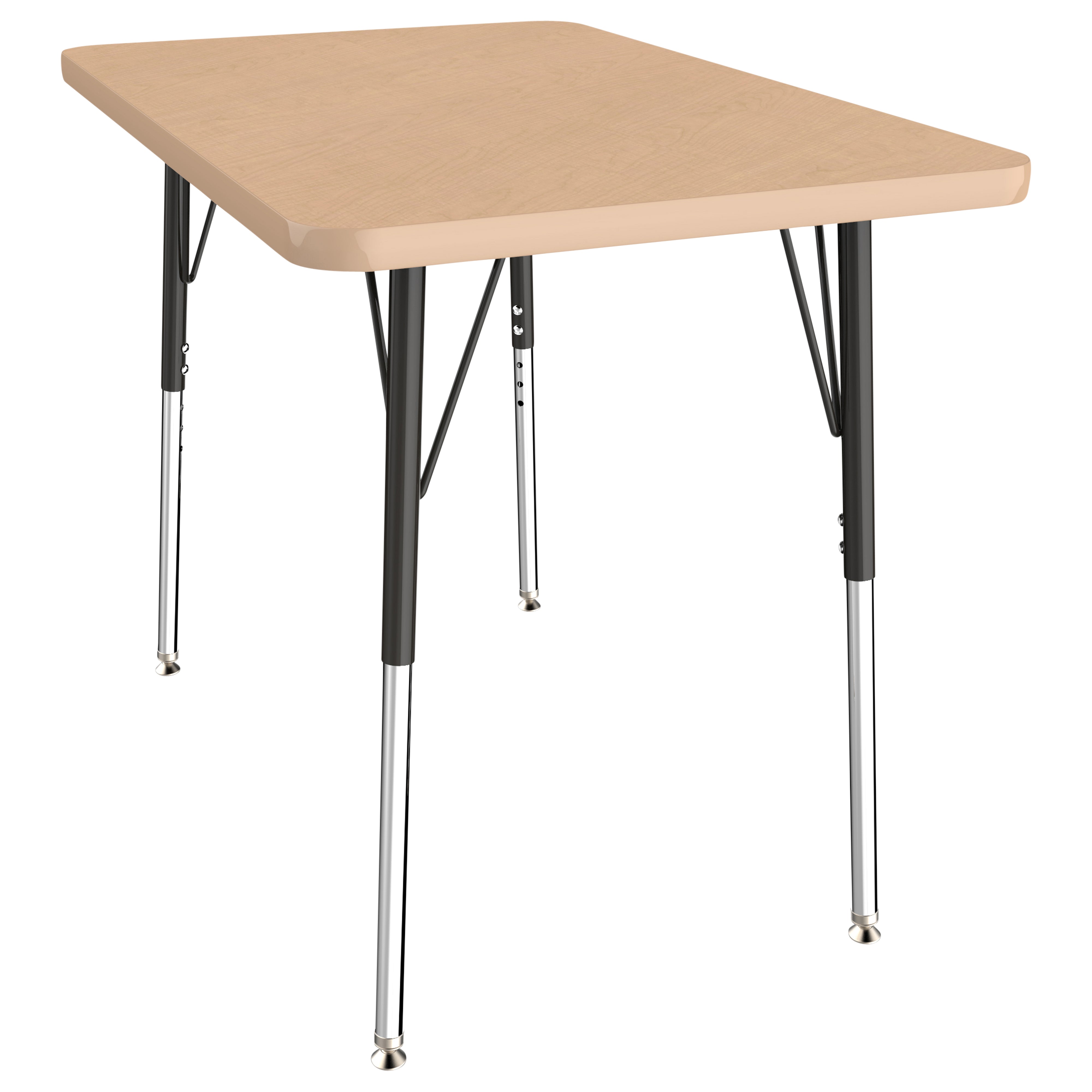 24" x 36" Rectangle T-Molding Activity Table with Adjustable Standard Swivel Glide Legs - Maple/Maple/Black
