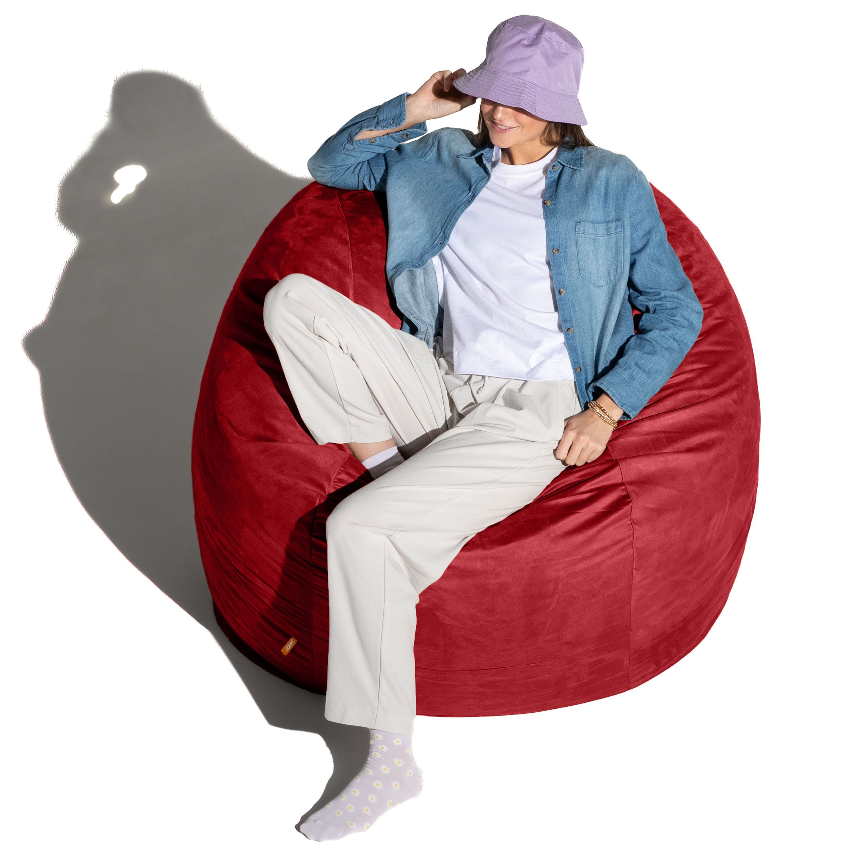 Jaxx 4 ft Round Bean Bag Chair for Adults, Cinnabar