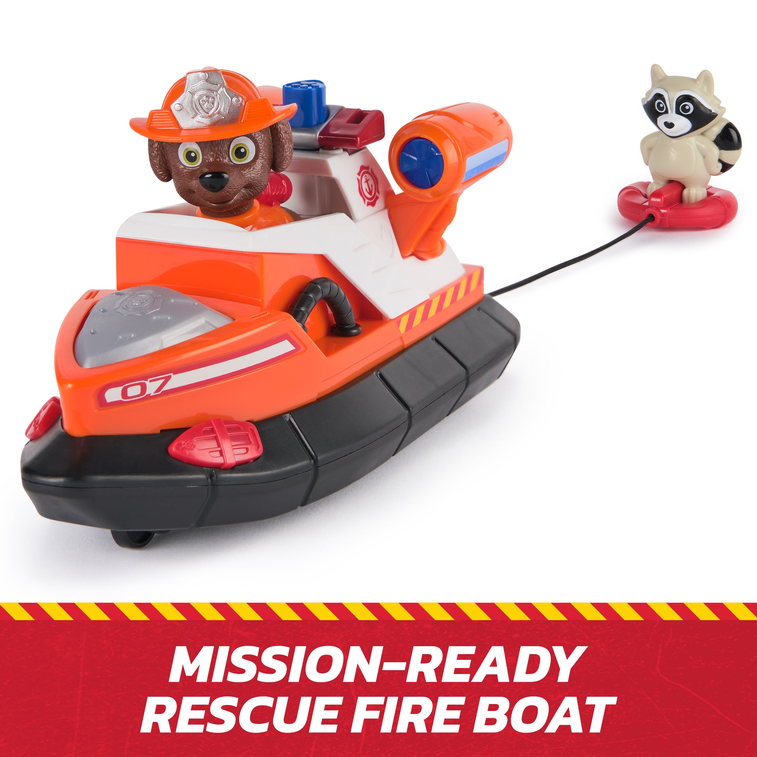PAW Patrol Fire Rescue: Zuma Rescue Fire Boat with Action Figure, Launching Lifesaver, Raccoon & Toy Boat, Kids Toys for Boys & Girls Ages 3 and Up