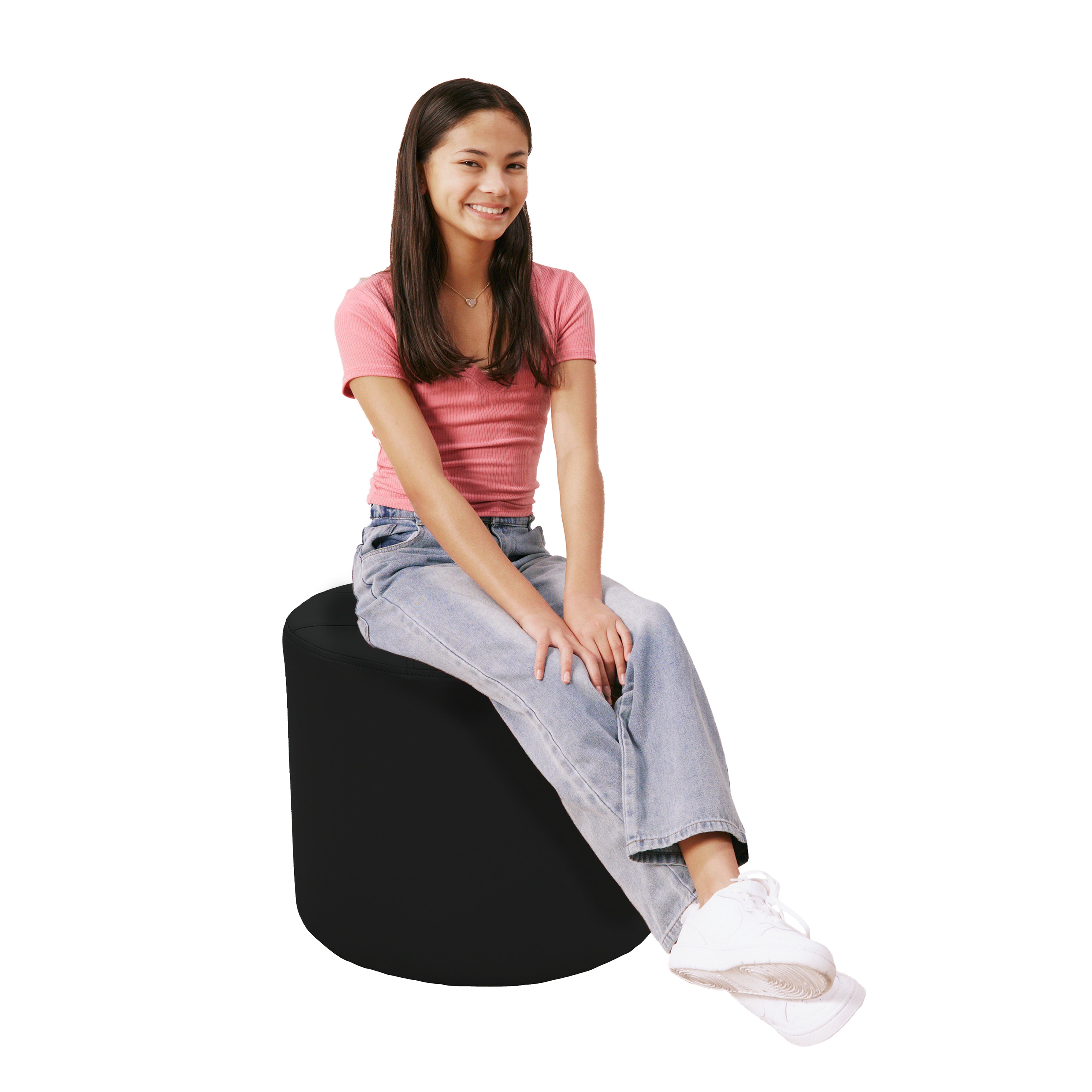 Tufted Round Ottoman 16" Height - Black