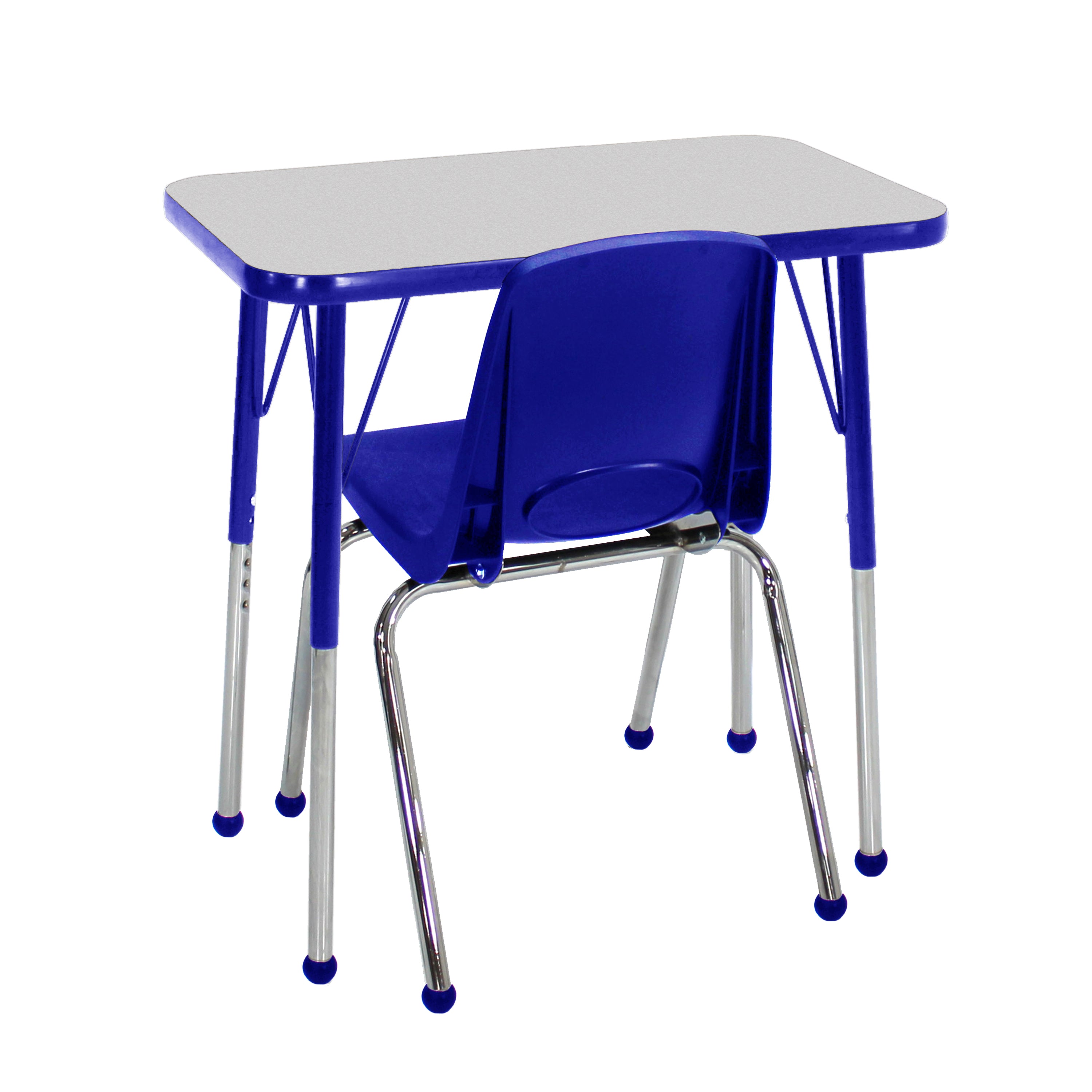 18" x 30" Rectangle T-Molding Activity Table with Adjustable Standard Ball Glide Legs - Gray/Blue