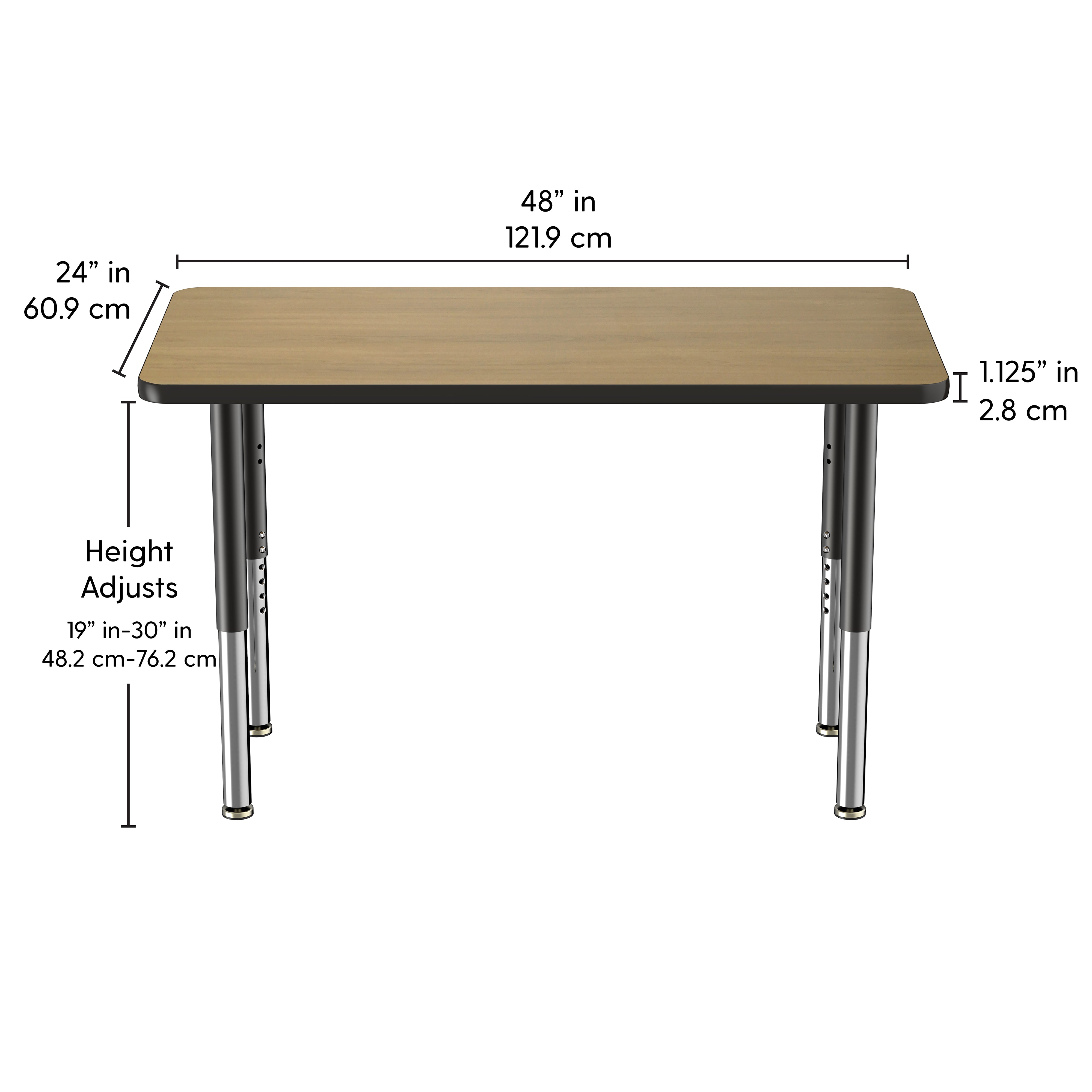 24" x 48" Rectangle T-Molding Activity Table with Adjustable Super Legs - Pasadena Oak/Black