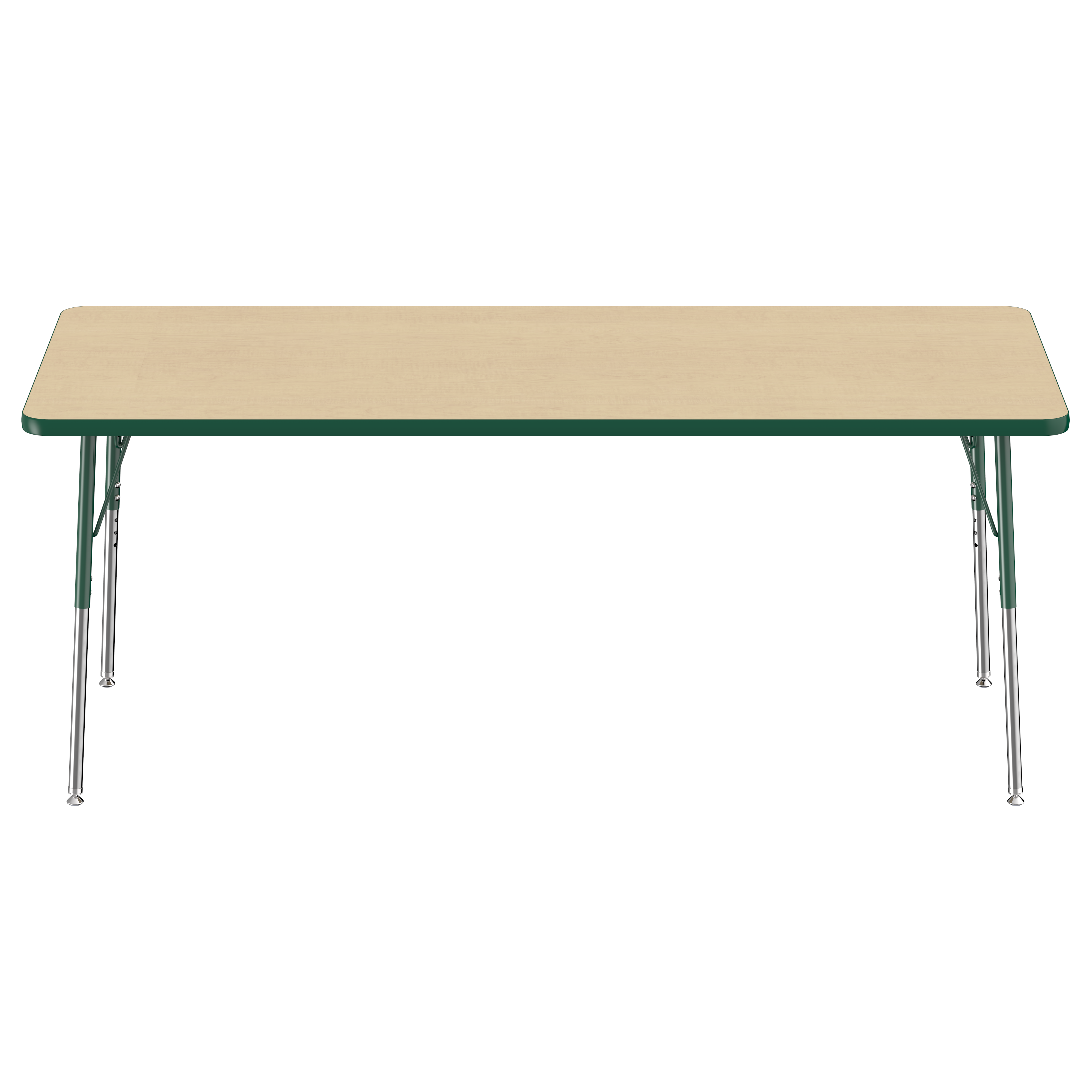 30" x 72" Rectangle T-Molding Activity Table with Adjustable Standard Swivel Glide Legs - Maple/Green