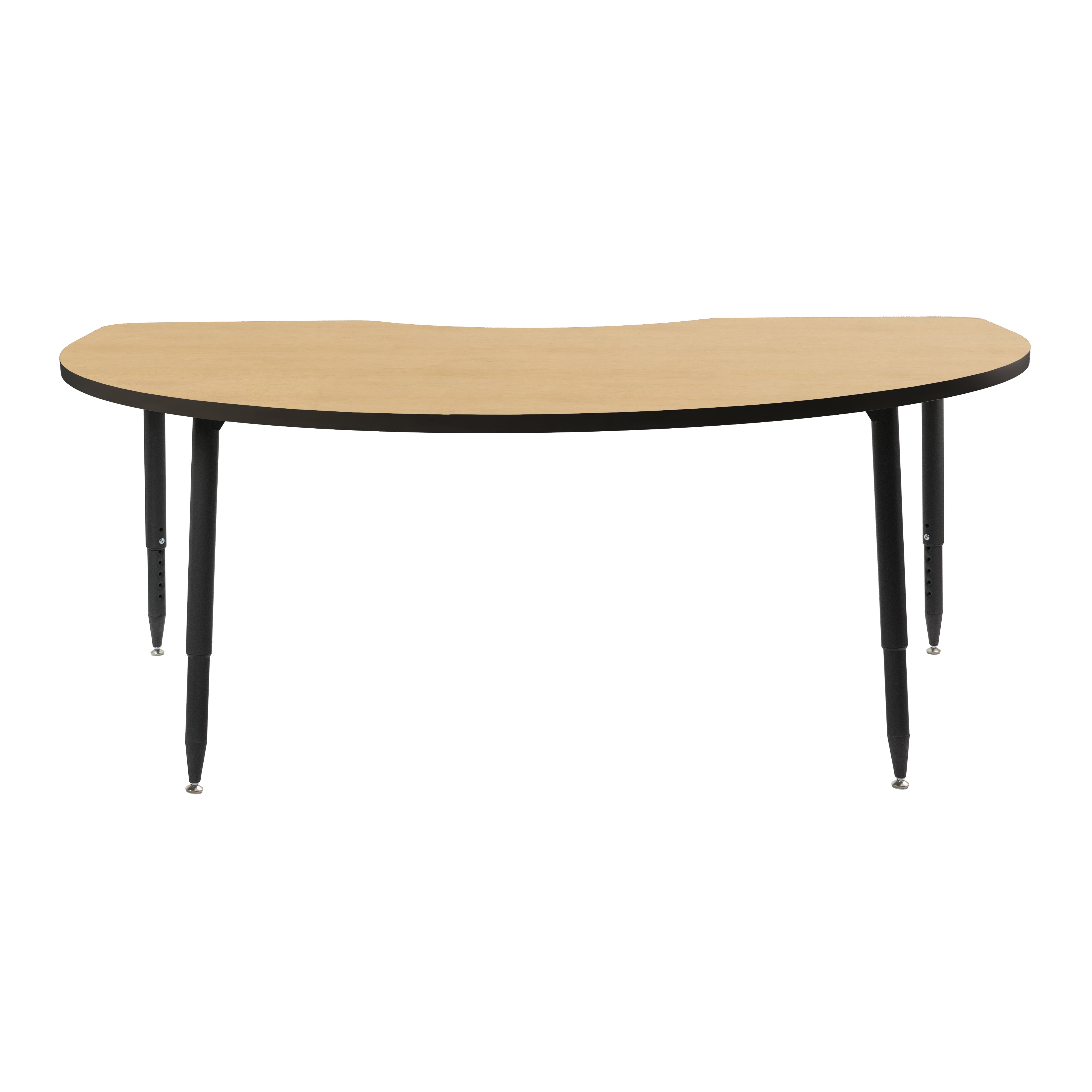 Adapte 48" x 72" Kidney Thermofused Activity Table with Adjustable Tapered Legs - Maple/Black