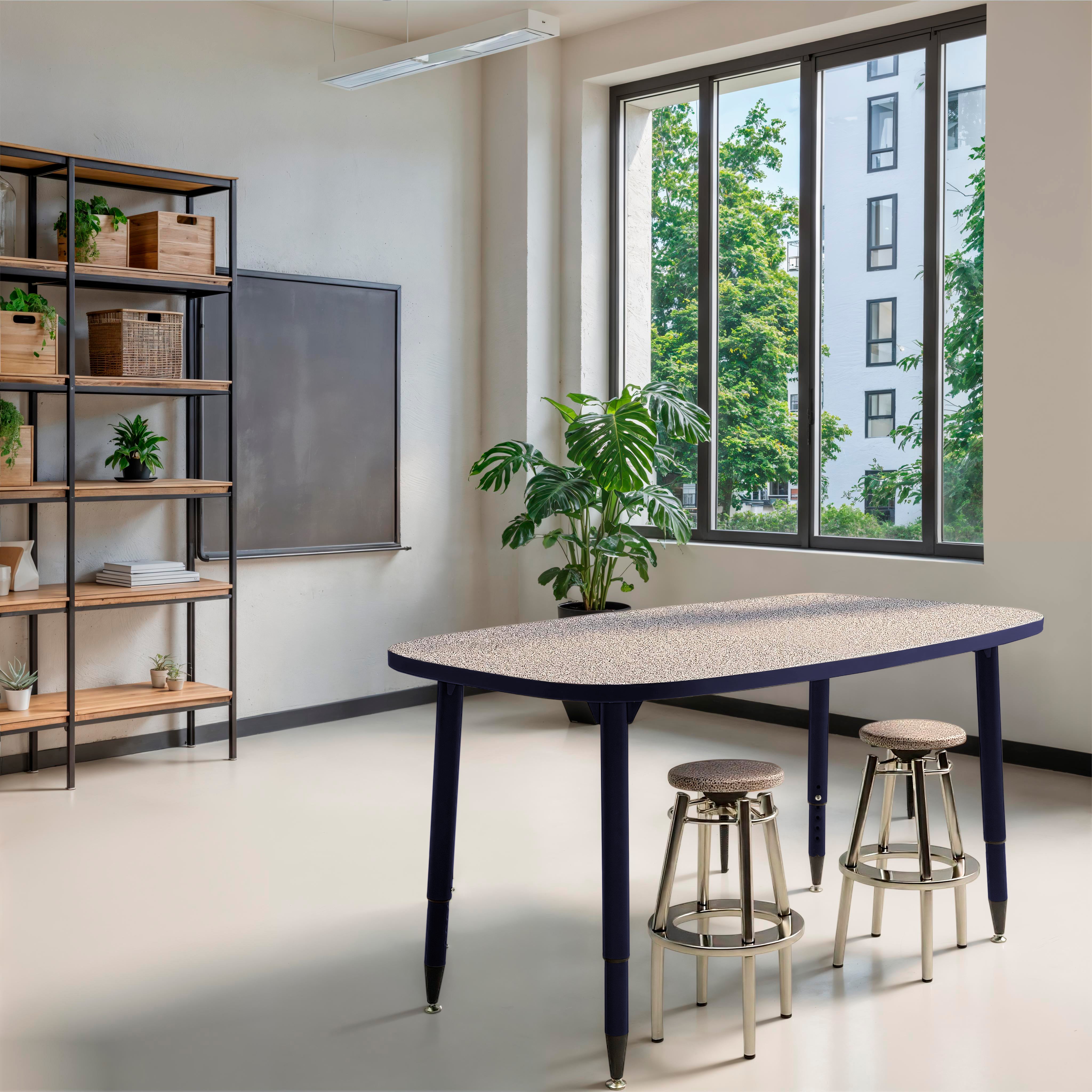 Adapte 31" x 50" Rounded Rectangle Thermofused Activity Table with Adjustable Tapered Legs - Gray/Navy