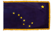 Alaska State Flag 4x6 ft. Nylon with Pole Sleeve and Gold Fringe for Parades, and Indoor Display