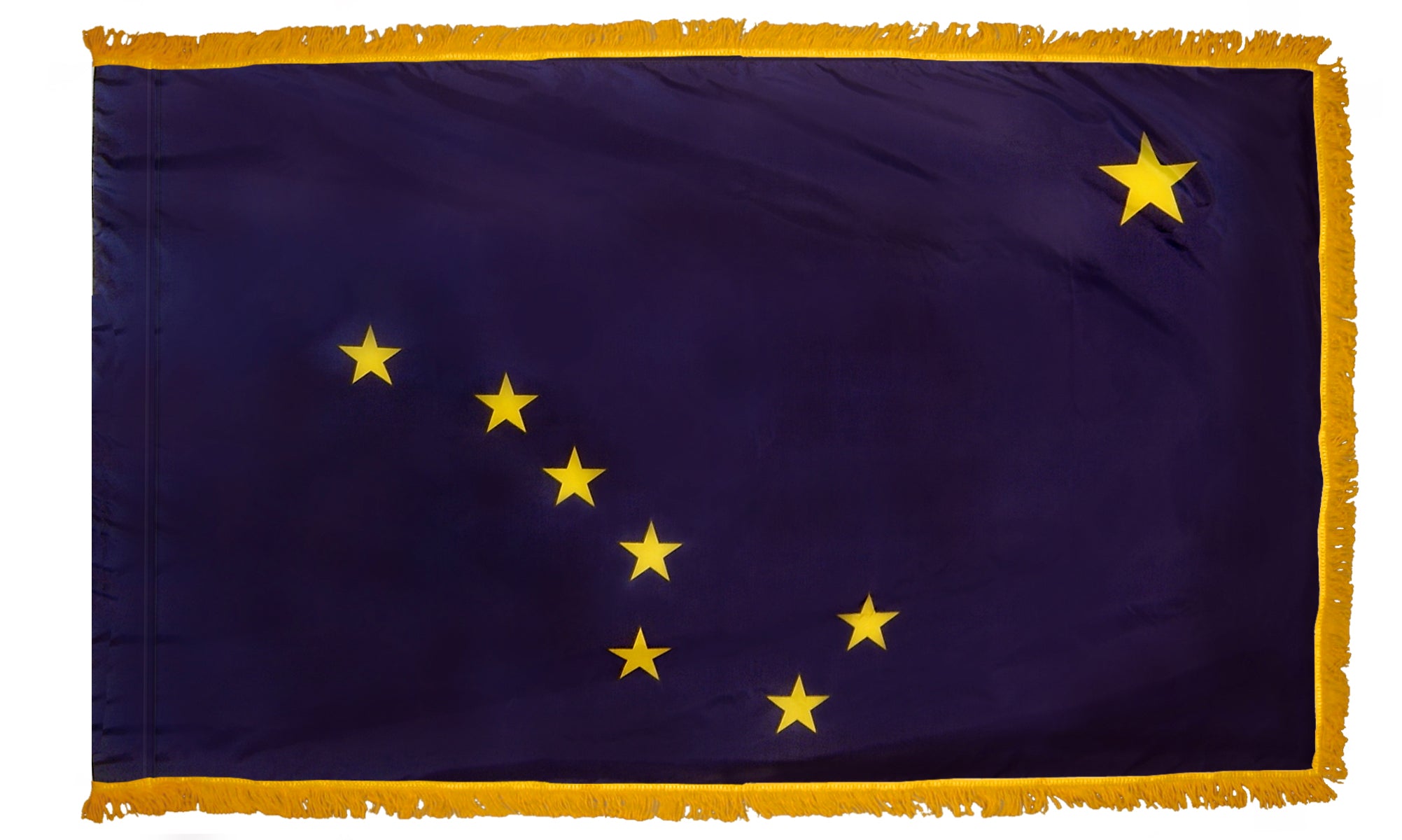 Alaska State Flag 4x6 ft. Nylon with Pole Sleeve and Gold Fringe for Parades, and Indoor Display