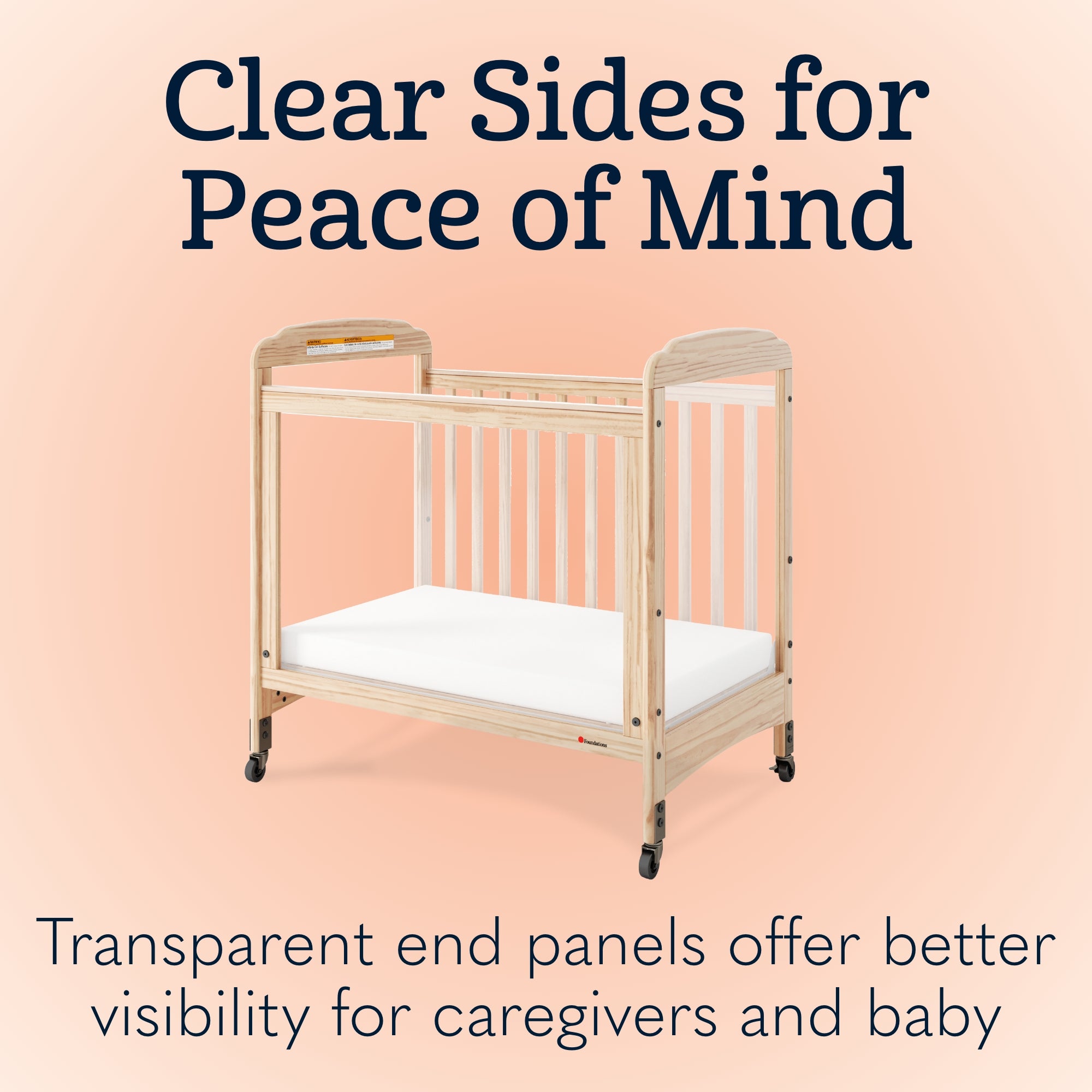 Next Gen Serenity® 3 Panel Clearview Fixed-Side Compact Crib, Natural