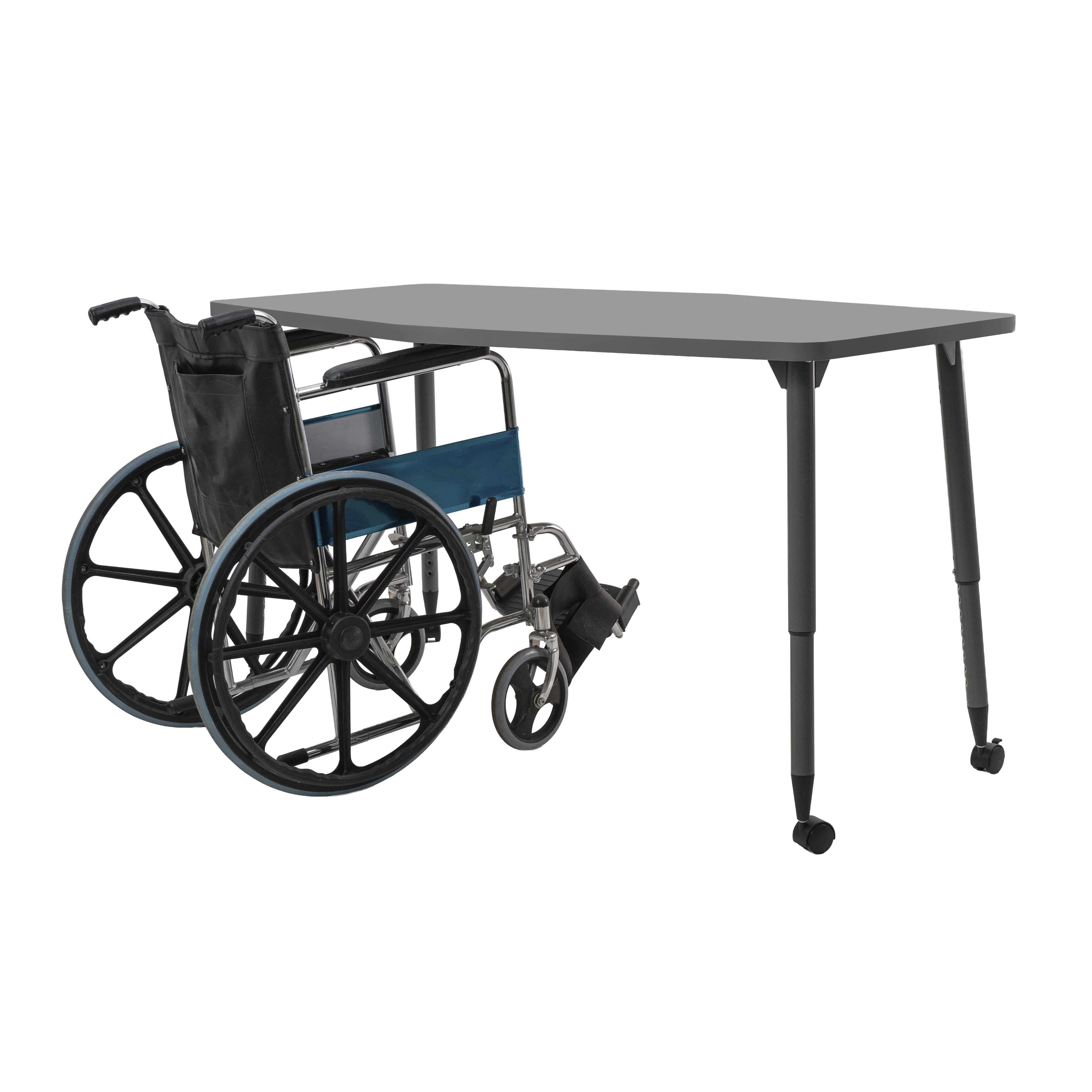 Adapte 34" x 60" Long Hexagon Thermofused Activity Table with Adjustable Tapered Legs - North Sea/North Sea