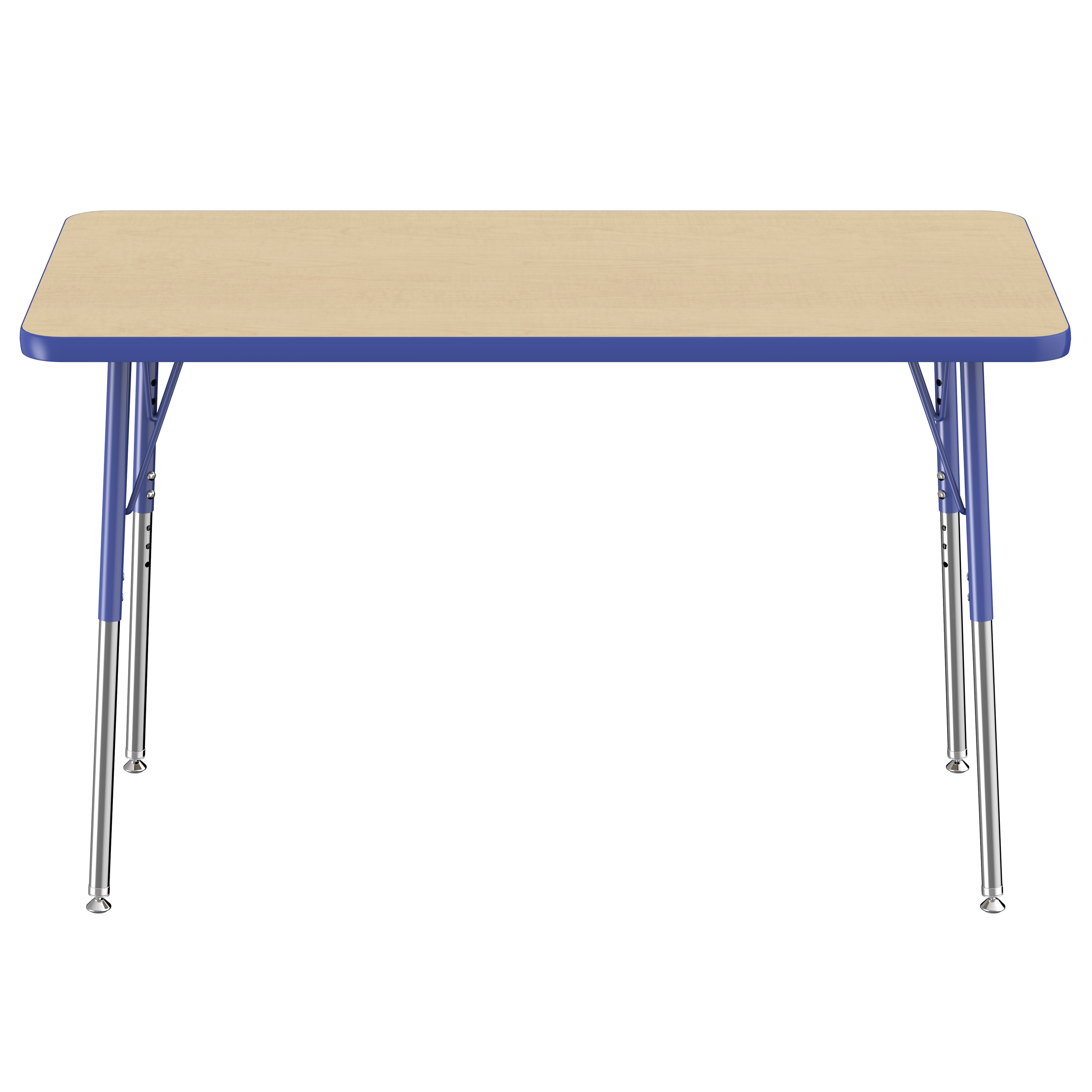 24" x 48" Rectangle T-Molding Activity Table with Adjustable Standard Swivel Glide Legs - Maple/Blue