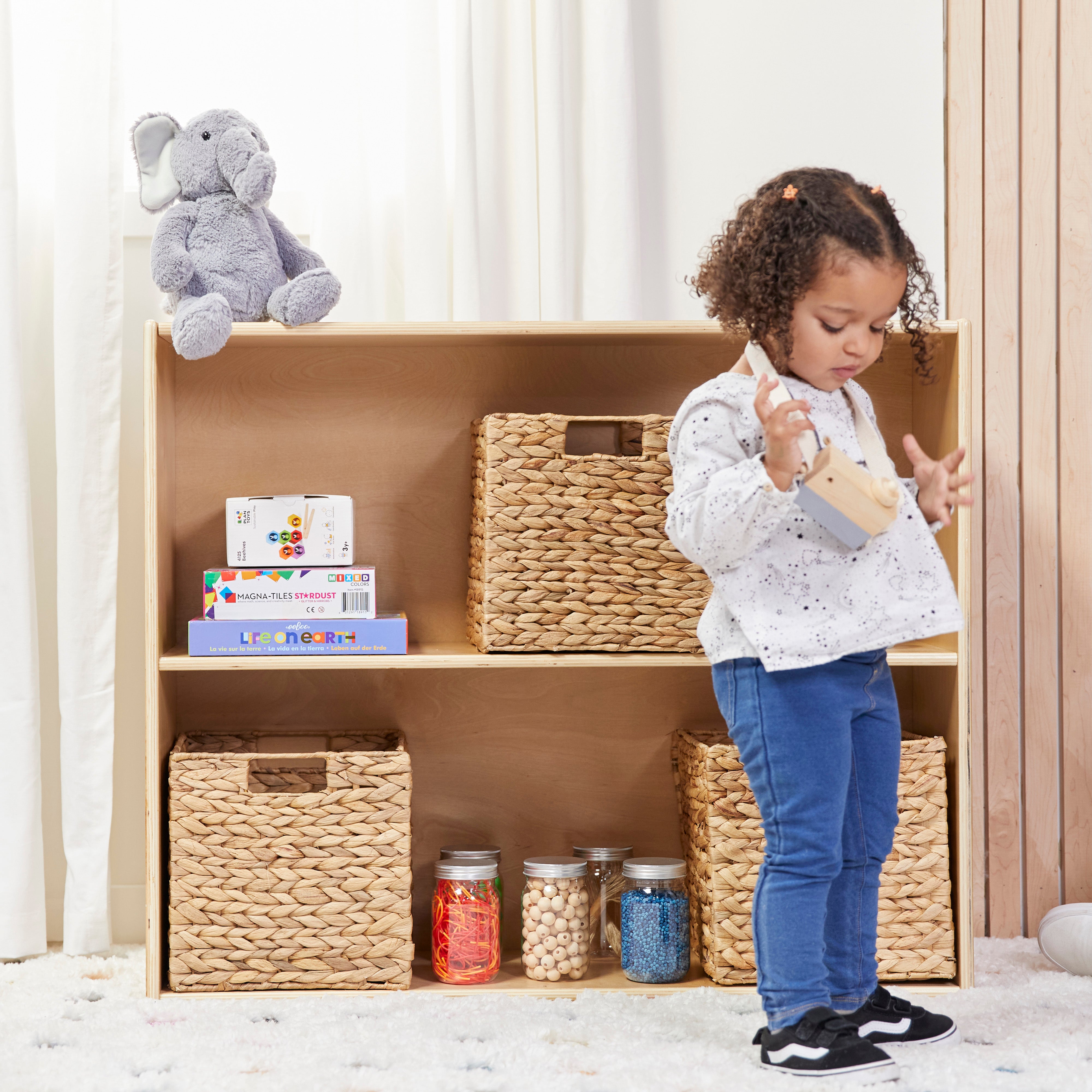 Streamline 2-Shelf Storage Cabinet with Back 30in H - Natural