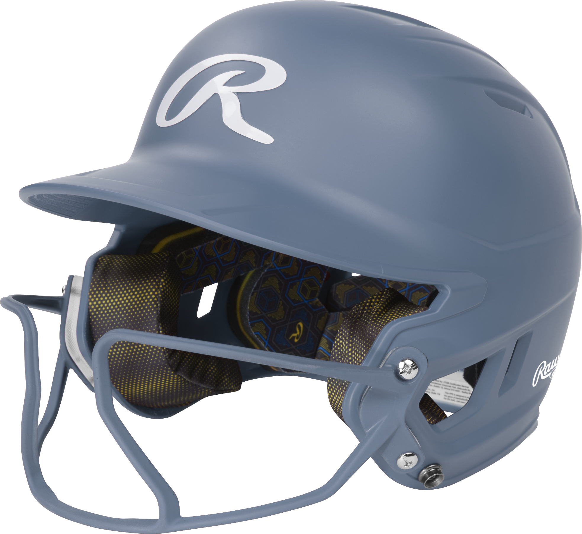Rawlings Mach Hi-Viz Senior Matte Batting Helmet With Hi-Viz Face Guard - Columbia Blue
