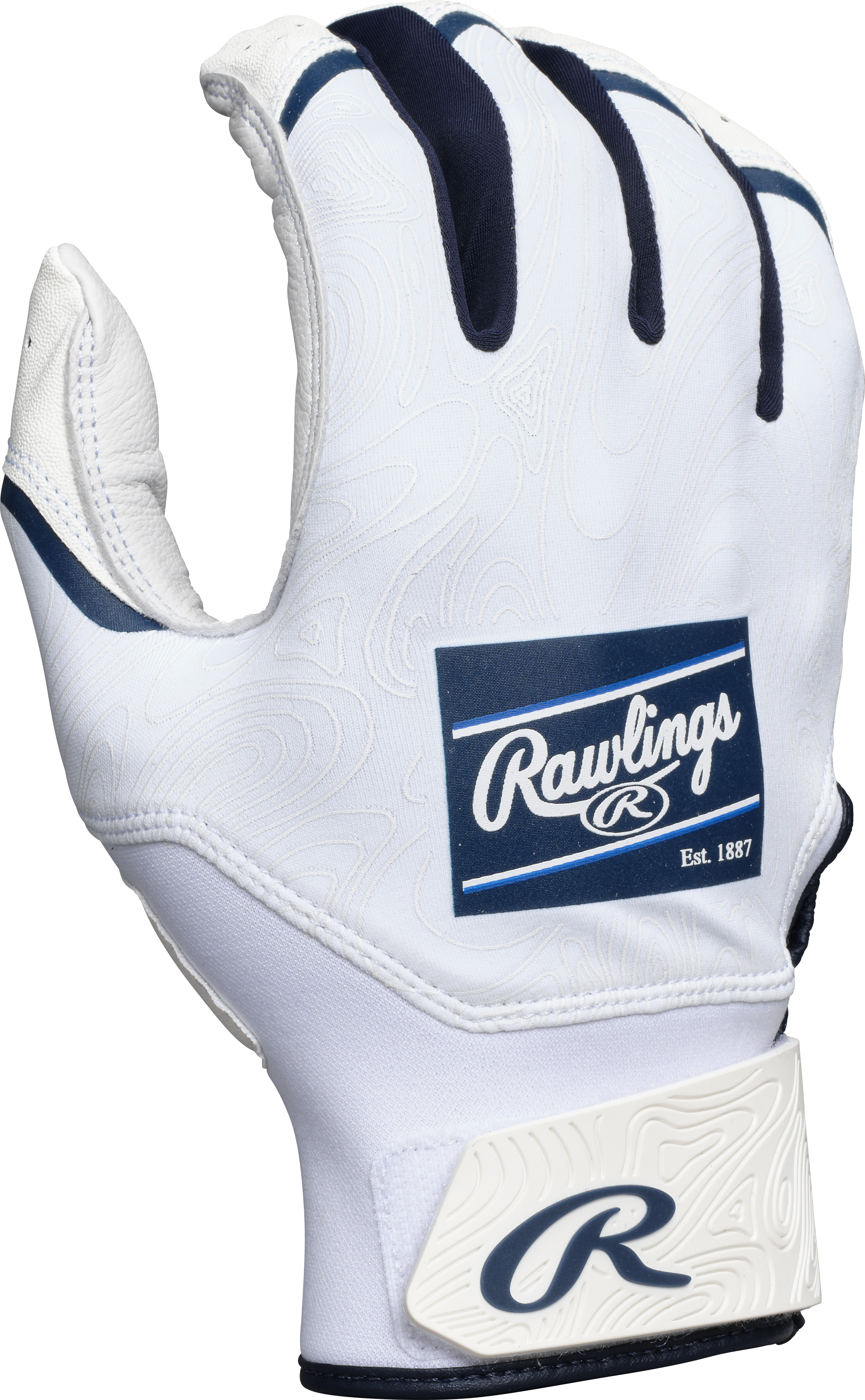 Rawlings Adult Clout  Batting Gloves - Small - White/Navy