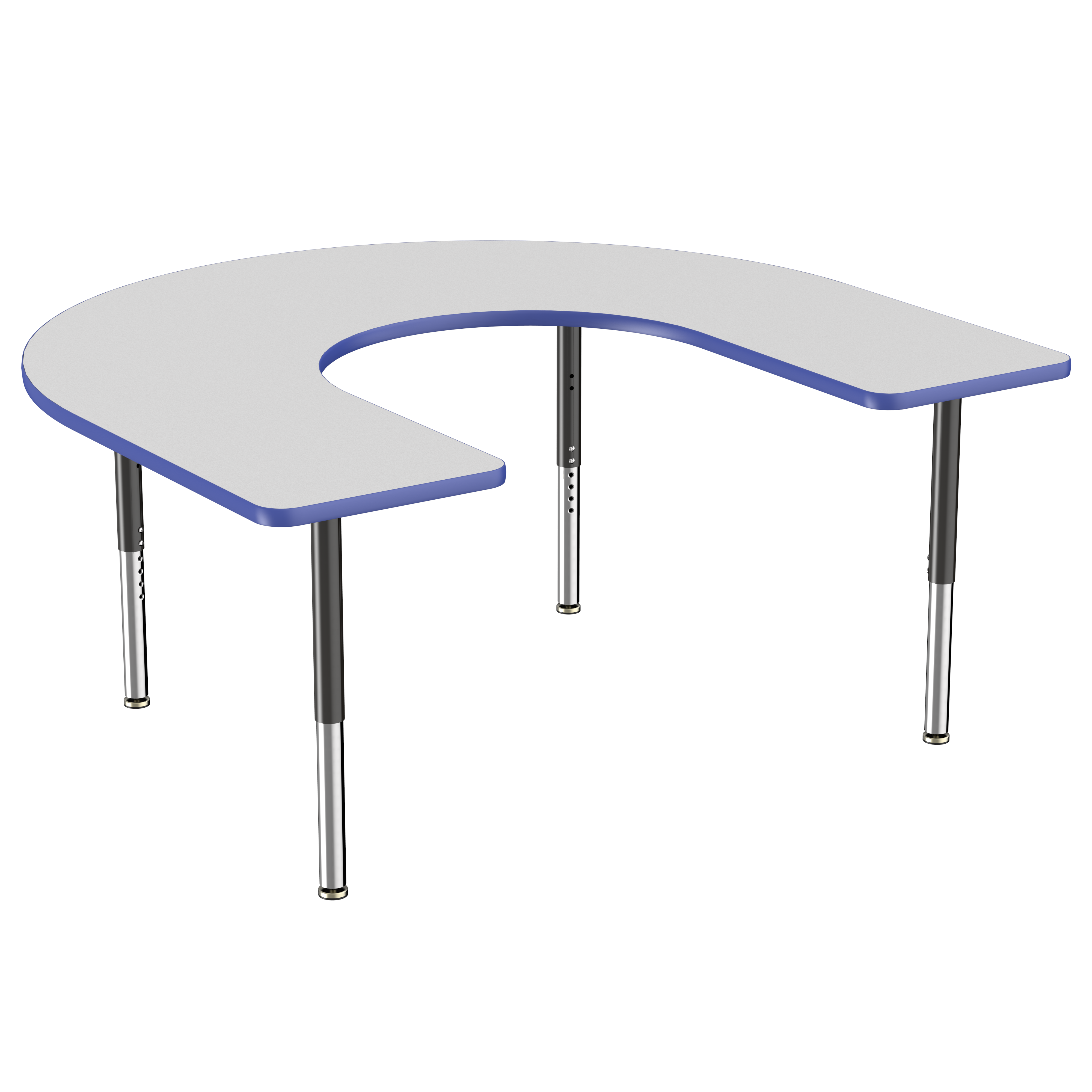 60" x 66" Horseshoe T-Molding Activity Table with Adjustable Super Legs - Gray/Blue/Black