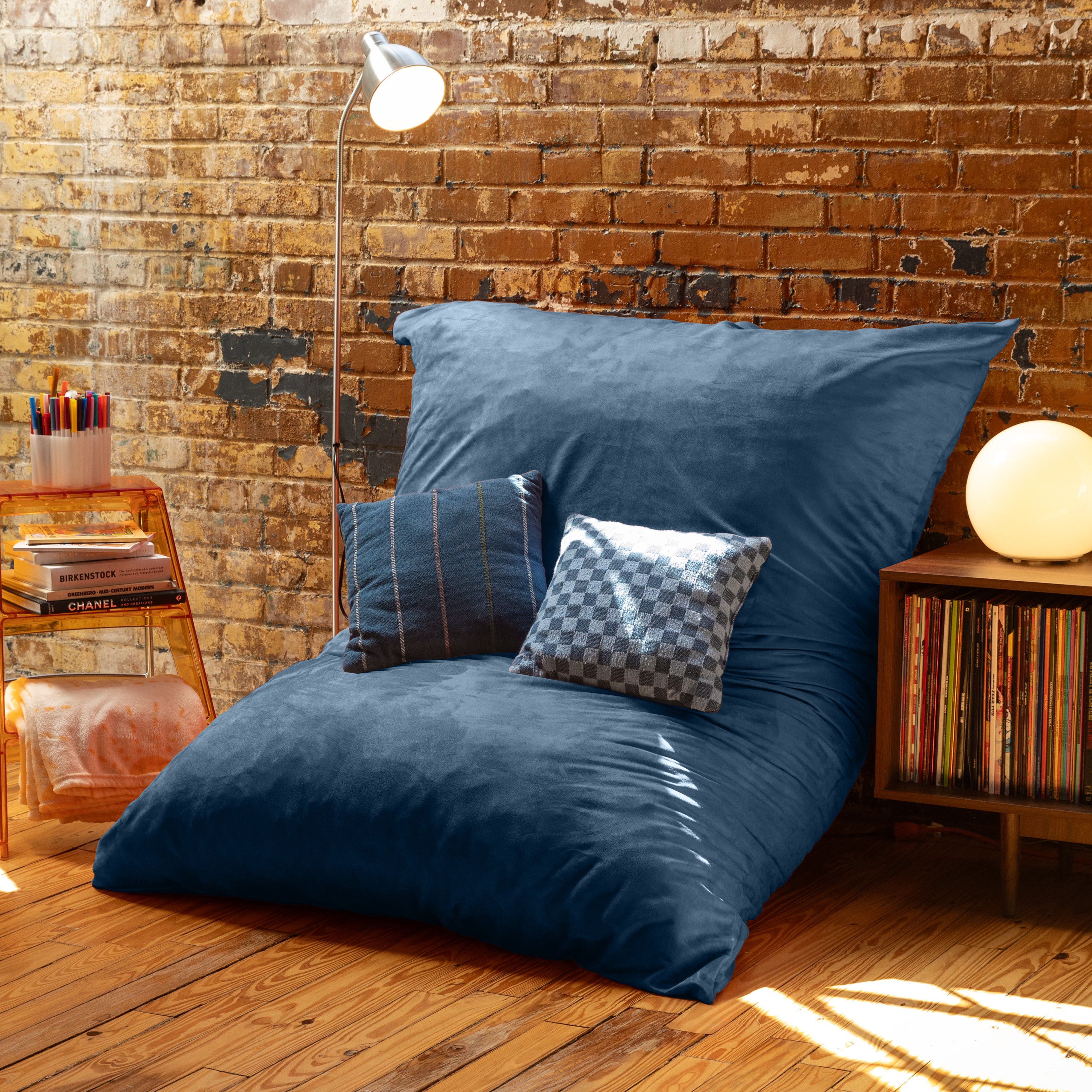 Jaxx Pillow Saxx 5.5-Foot - Huge Bean Bag Floor Pillow and Lounger, Navy