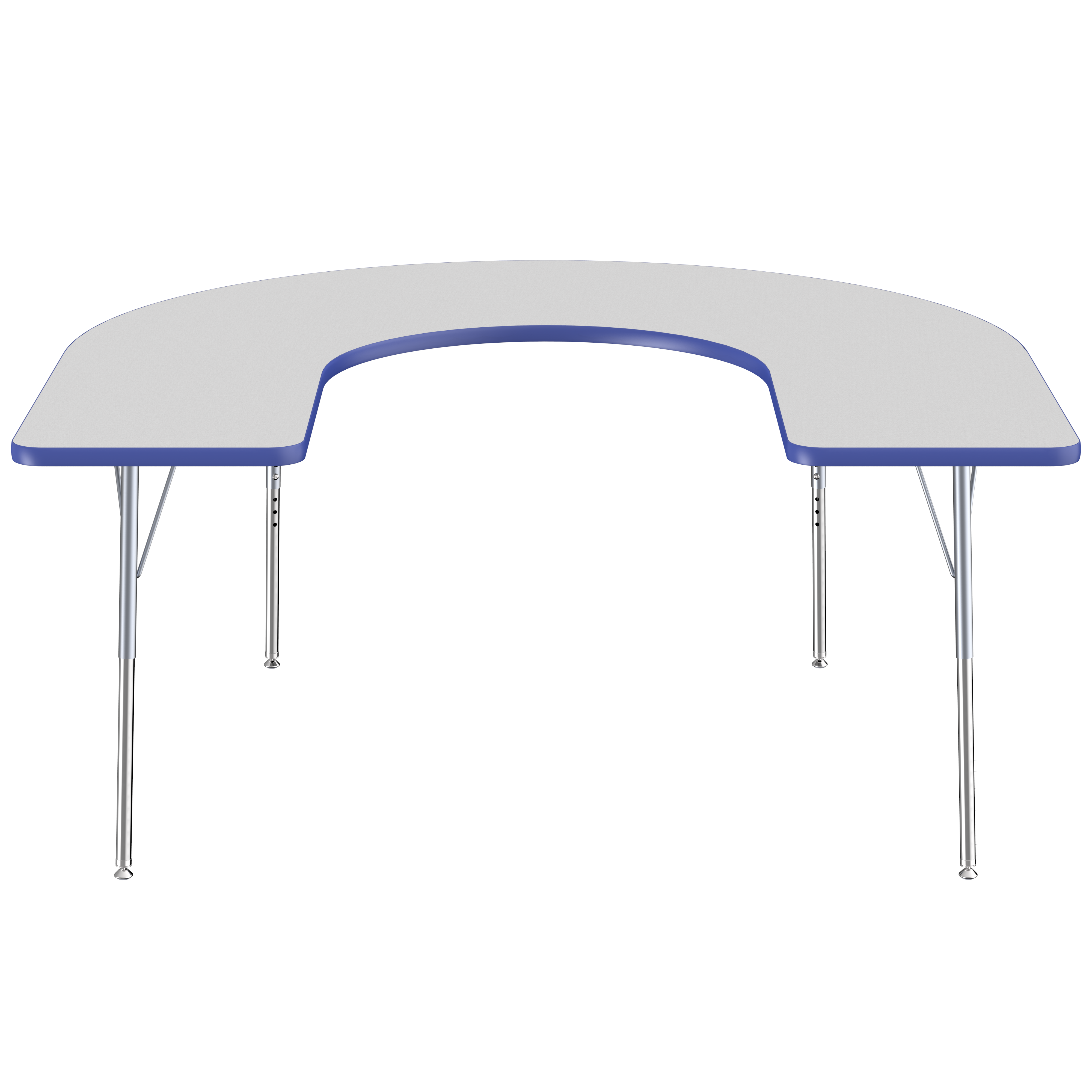 60" x 66" Horseshoe T-Molding Activity Table with Adjustable Standard Swivel Glide Legs - Gray/Blue/Silver