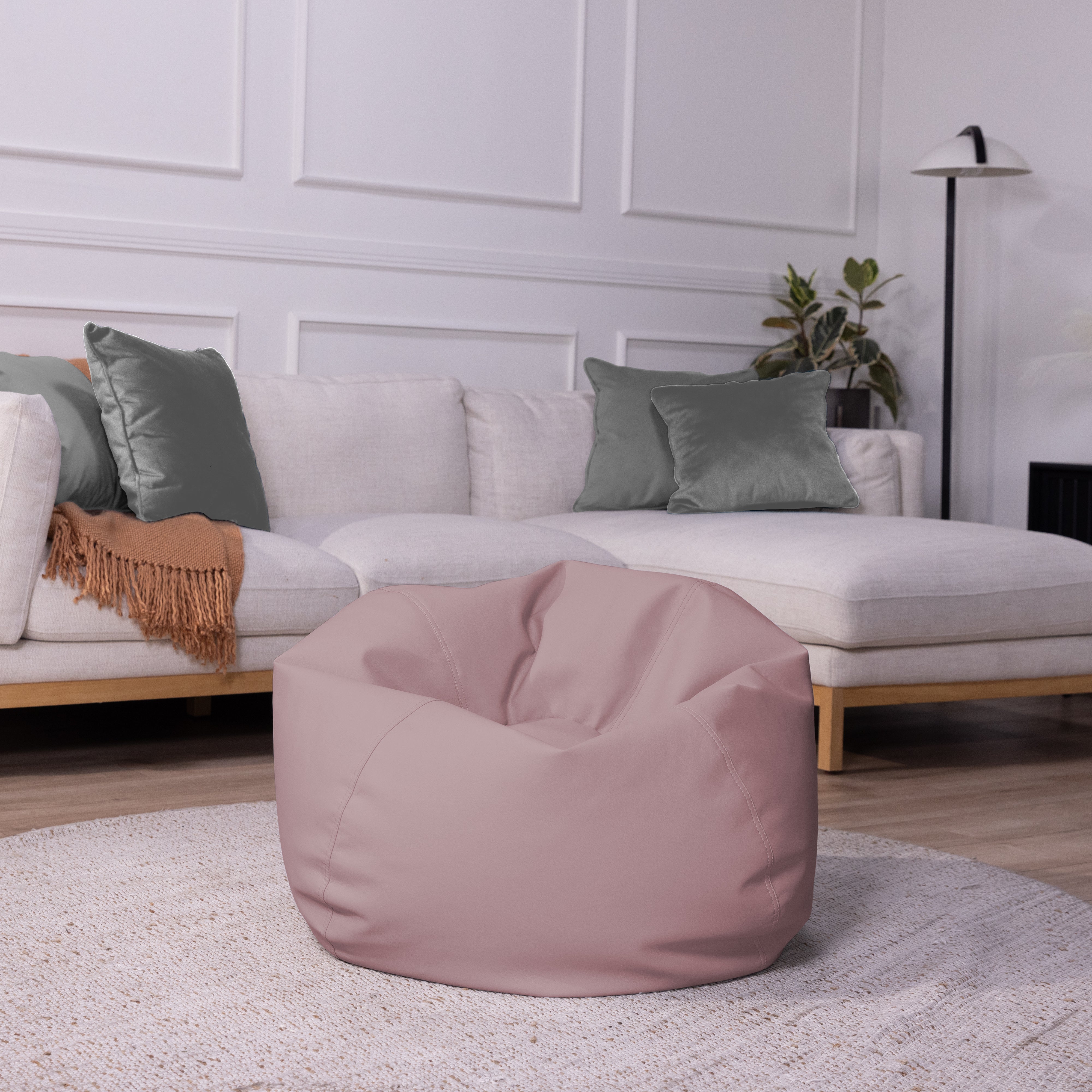 30" Round Vinyl Bean Bag - Mauve