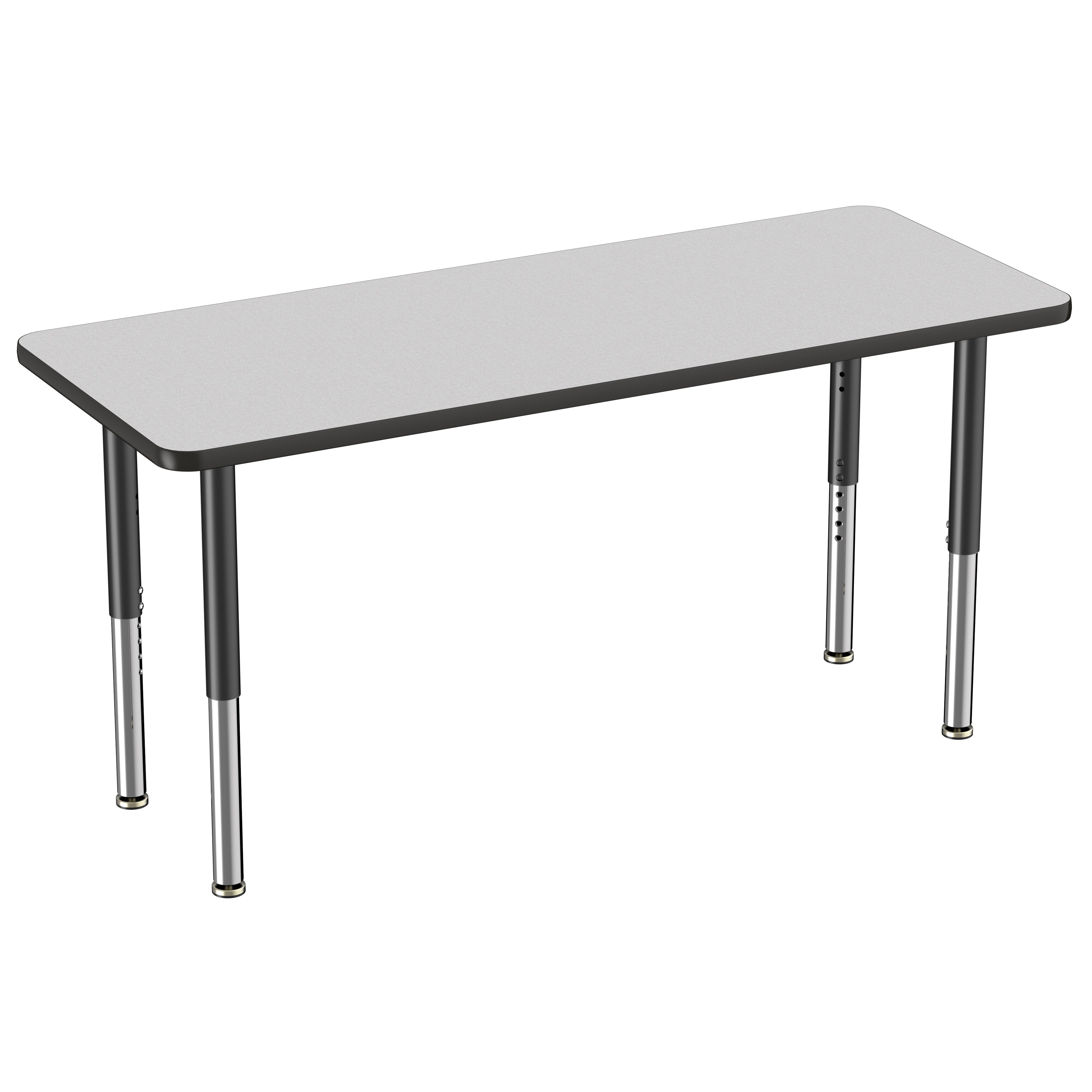 24" x 60" Rectangle Thermofused Activity Table with Adjustable Super Legs - Gray/Black
