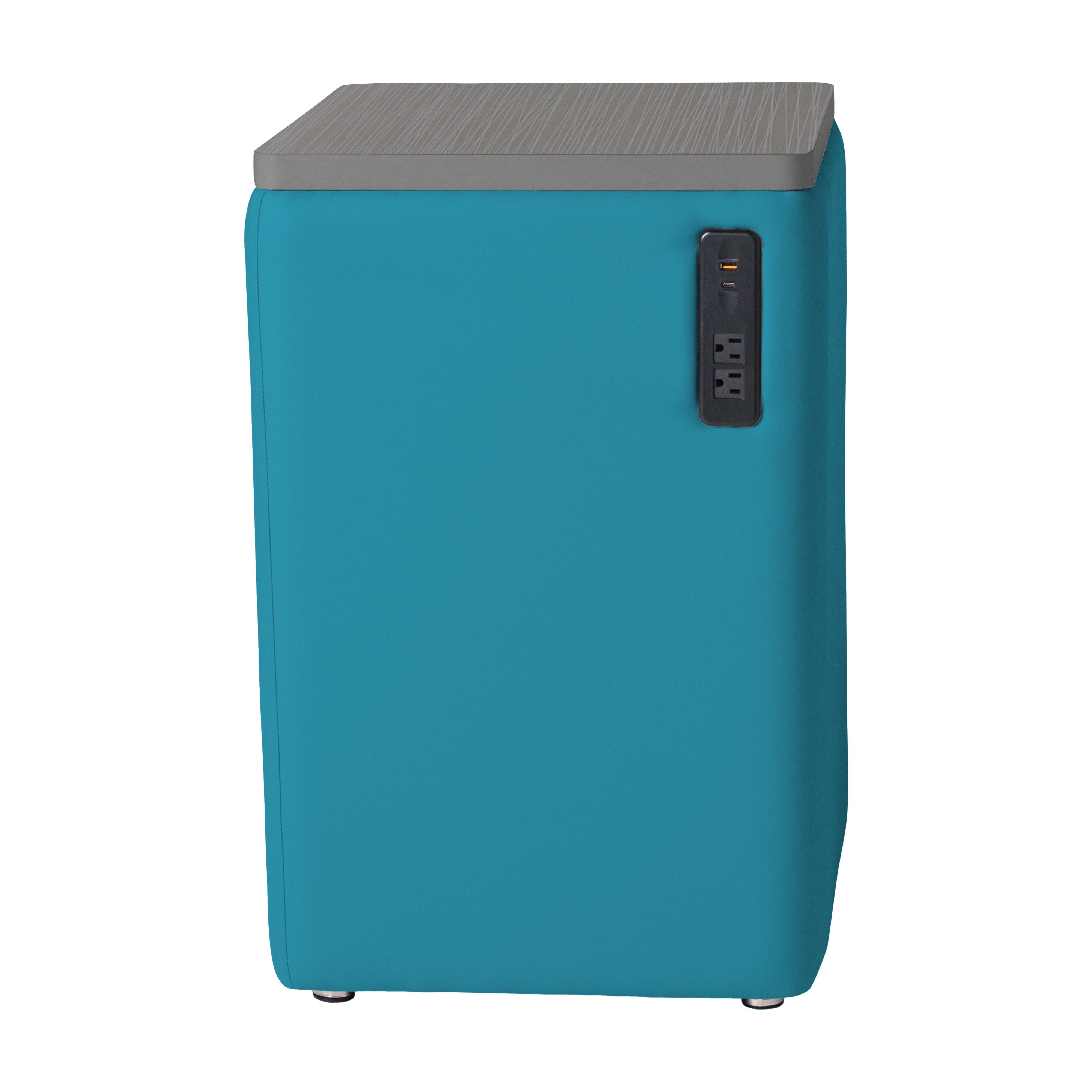 Pro Series Upholstered 18" x 18" Square Ottoman Table with Tech Panel 28" Height - Teal/Cosmic Strandz