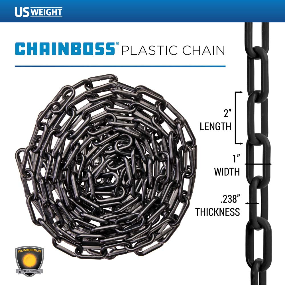 2" Plastic Chain ‐ Black ‐ 10ft bag with S‐ hooks