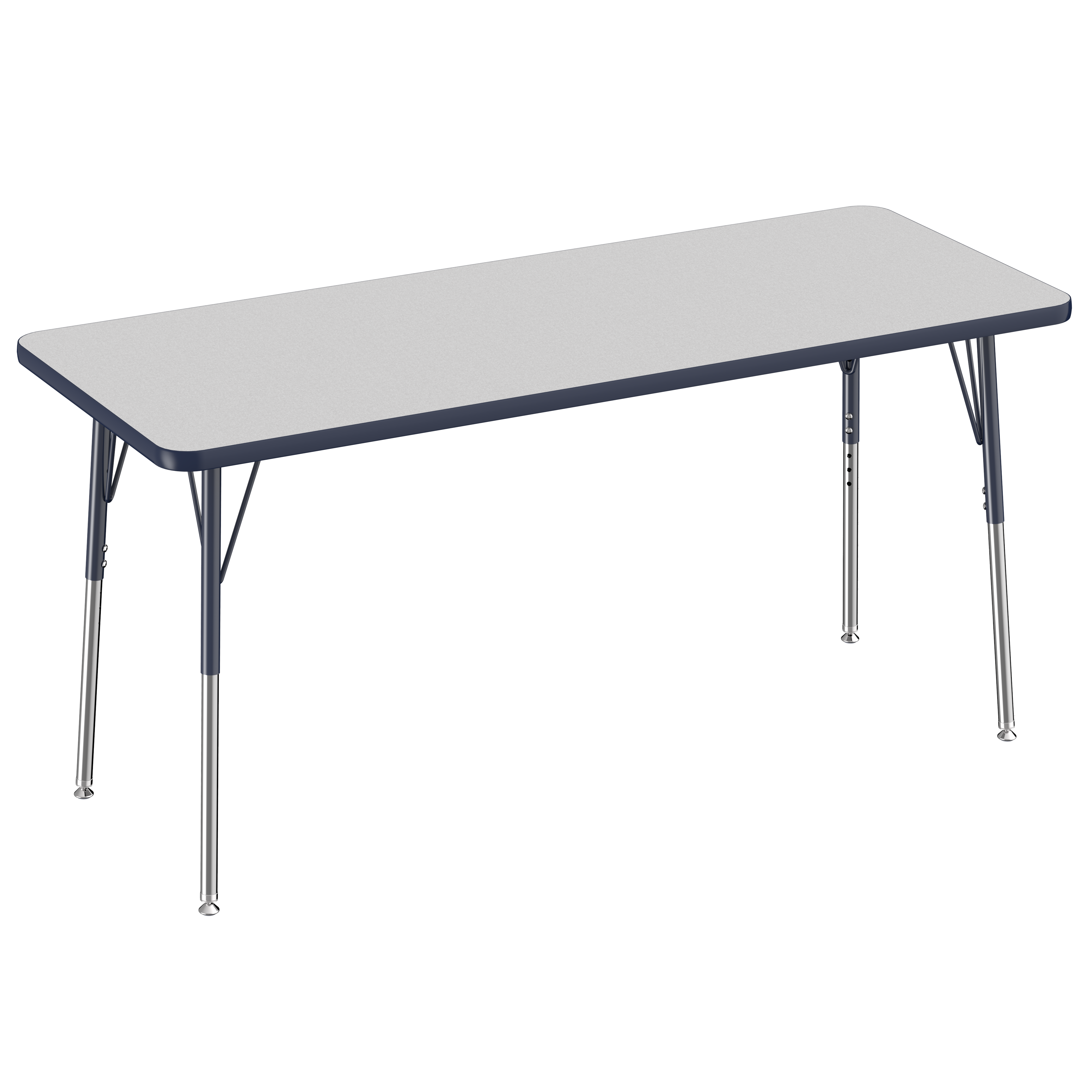 24" x 60" Rectangle T-Molding Activity Table with Adjustable Standard Swivel Glide Legs - Gray/Navy