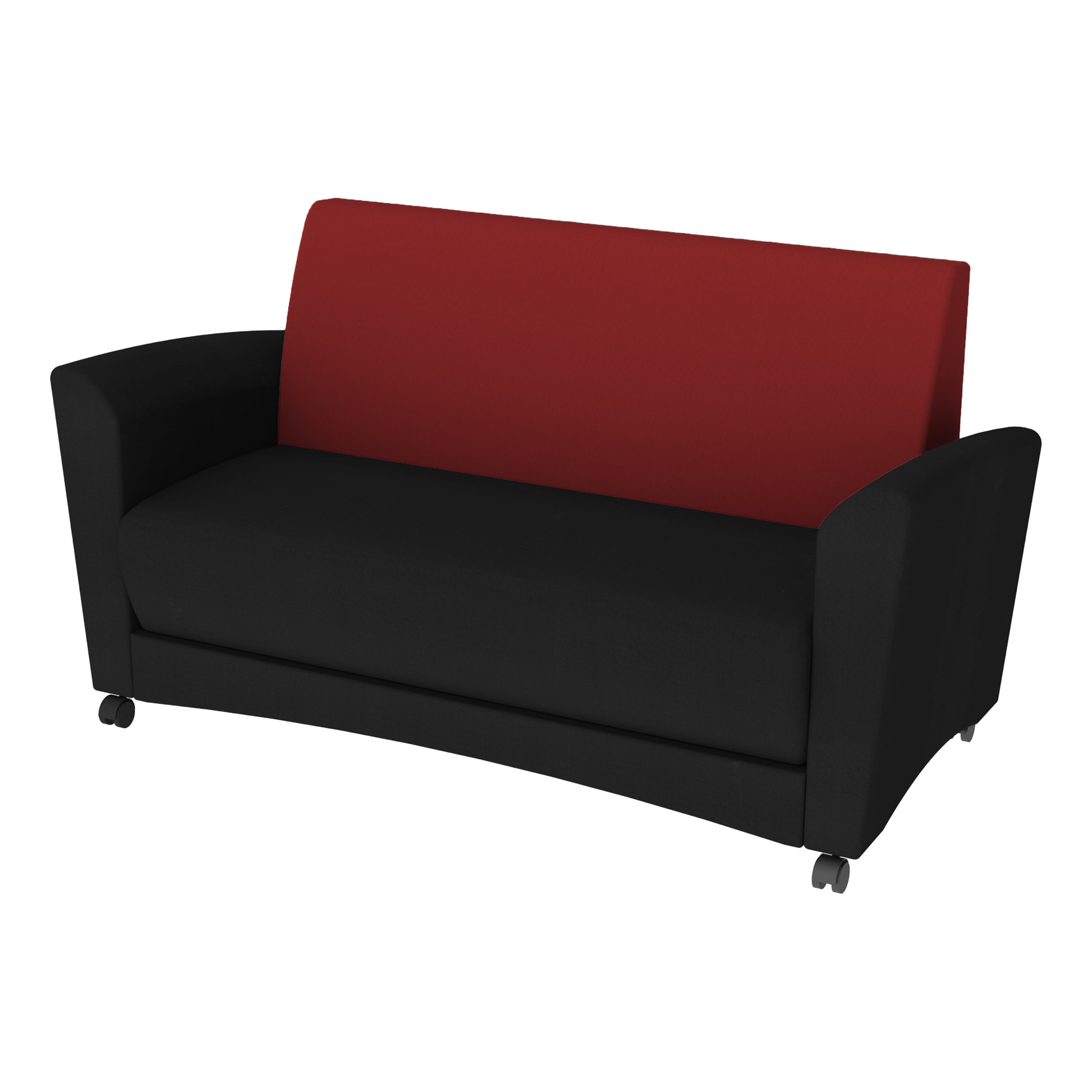 Pro Series Upholstered Mobile Common Area Sofa - Black/Crimson