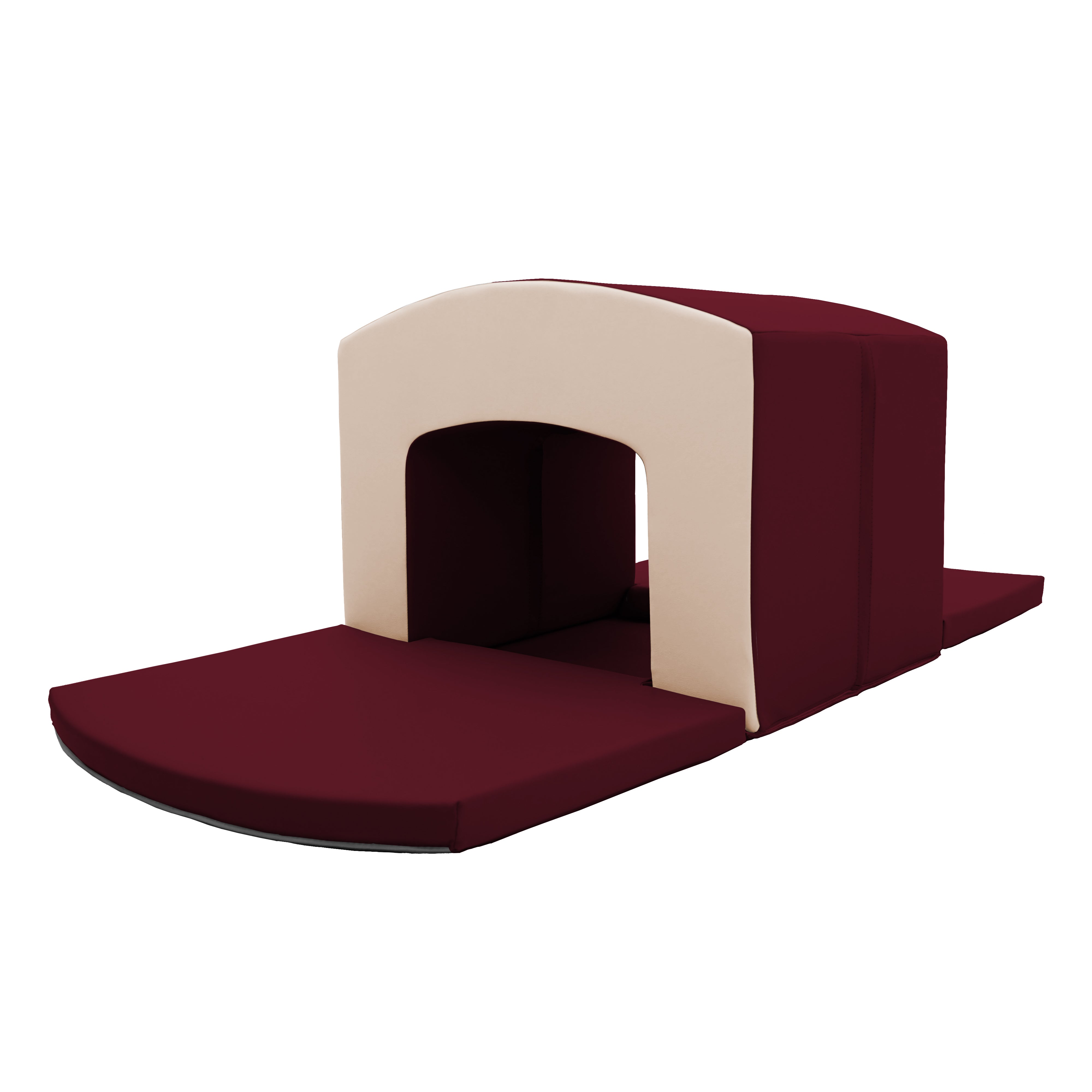 SoftScape Curved Top Tunnel Climber, 3-Piece Set - Bordeaux/Beige