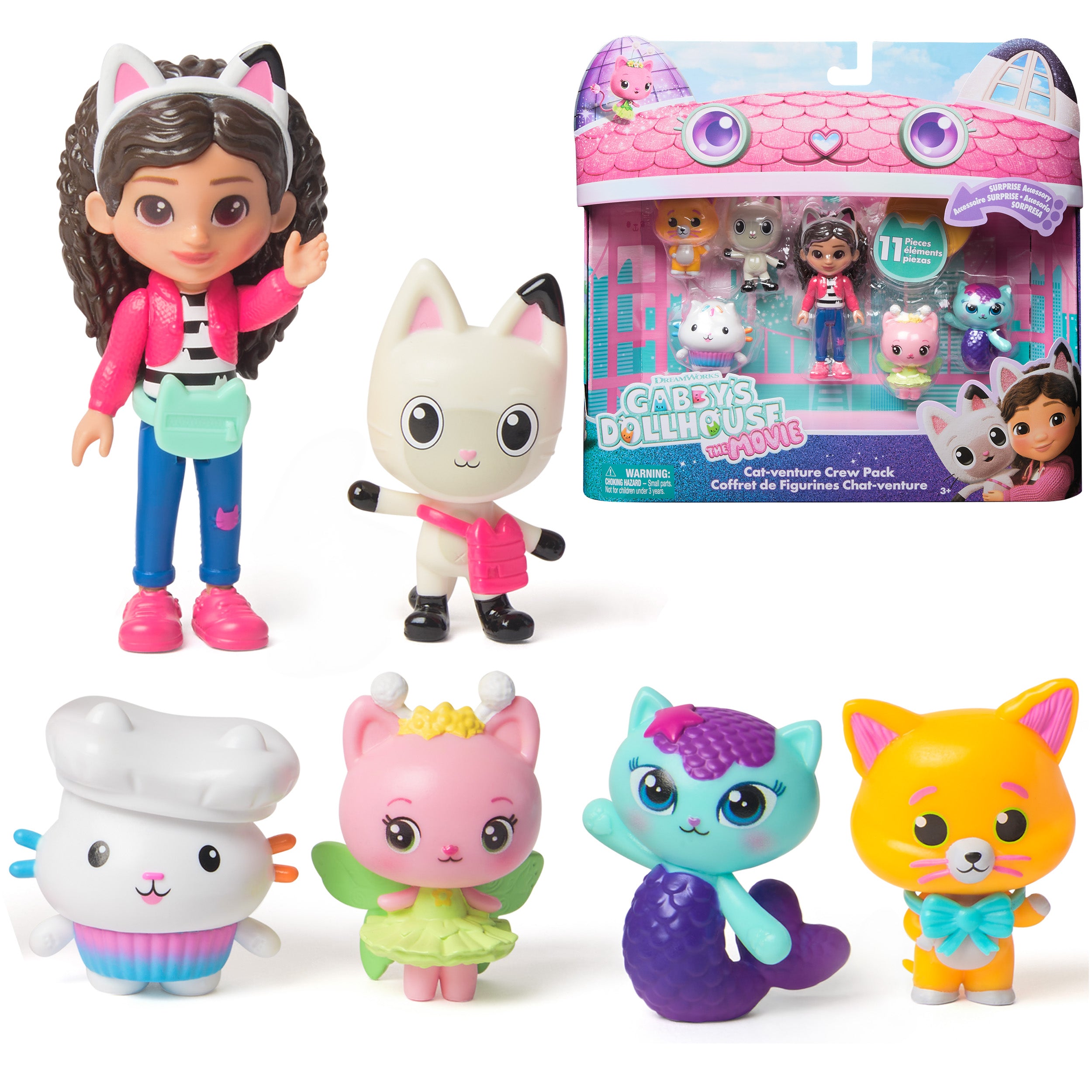 Gabby's Dollhouse: The Movie, Cat-venture Crew Pack, 11-Piece Toy Figure Set with Accessories, Kids Toys for Girls & Boys Ages 3 and Up