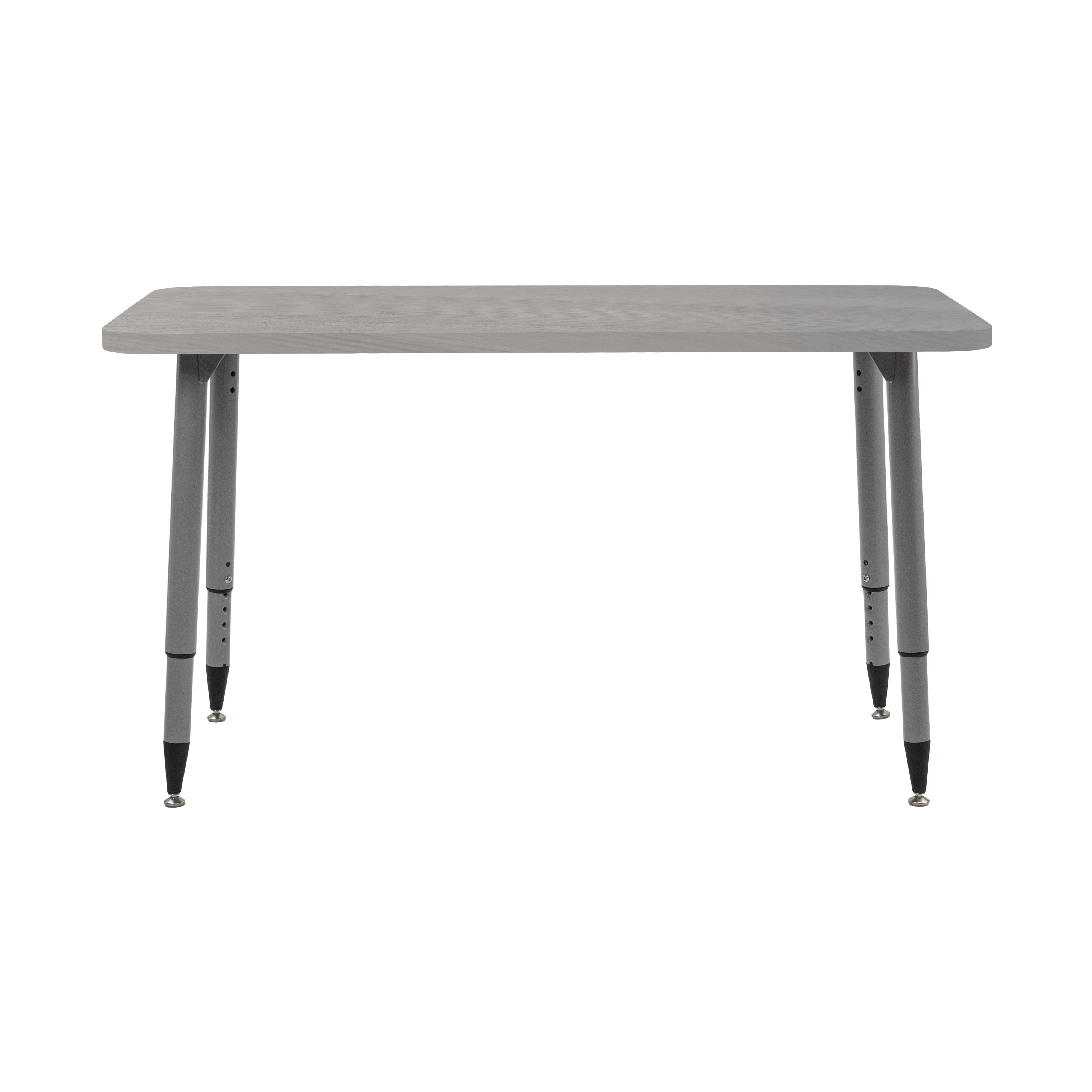 Adapte 24" x 48" Rectangle Woodgrain Activity Table with Adjustable Tapered Legs - Light Gray Wood/Silver