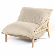 Pillow Saxx Dream Lounger with Wood Frame - 3-in-1 Bean Bag Accent Chair, Recliner & Sleeper, Lush Velvet Ivory