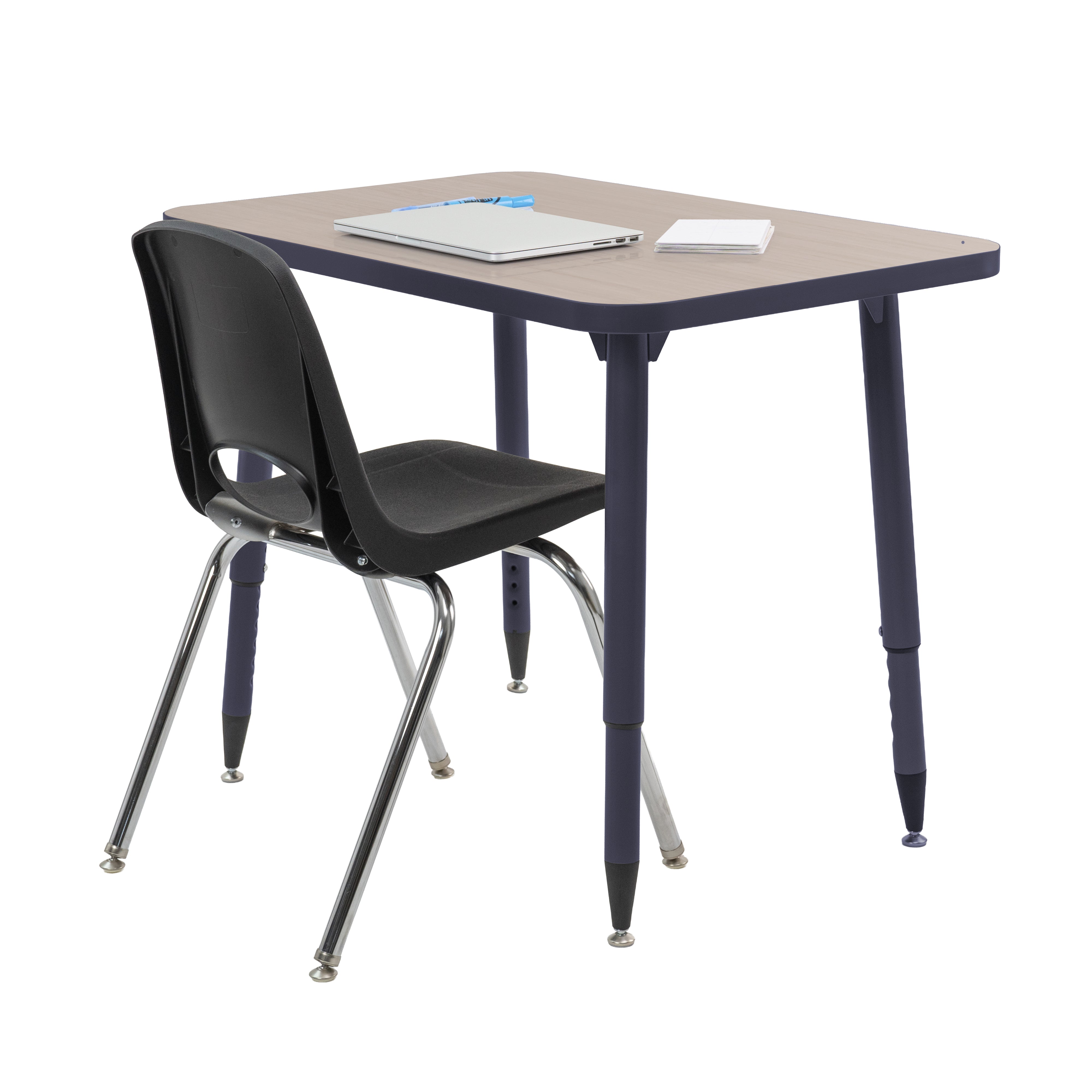 Adapte 24" x 36" Rectangle Thermofused Activity Table with Adjustable Tapered Legs - Asian Sand/Navy