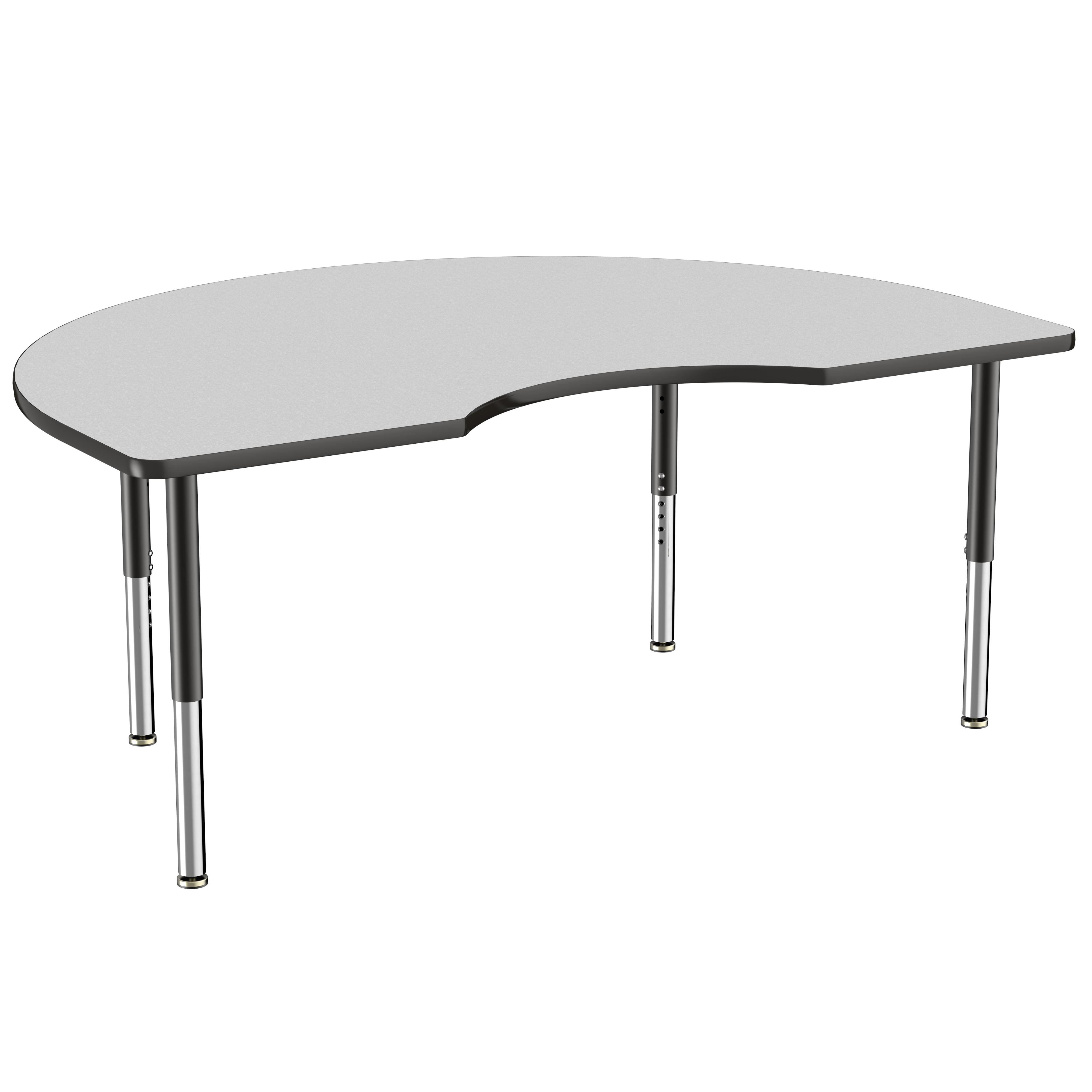 48" x 72" Kidney Thermofused Activity Table with Adjustable Super Legs - Gray/Black
