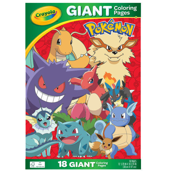 Crayola Pokémon Giant Coloring Pages, Kids Coloring Activities, Gift for Kids, Ages 3, 4, 5, 6