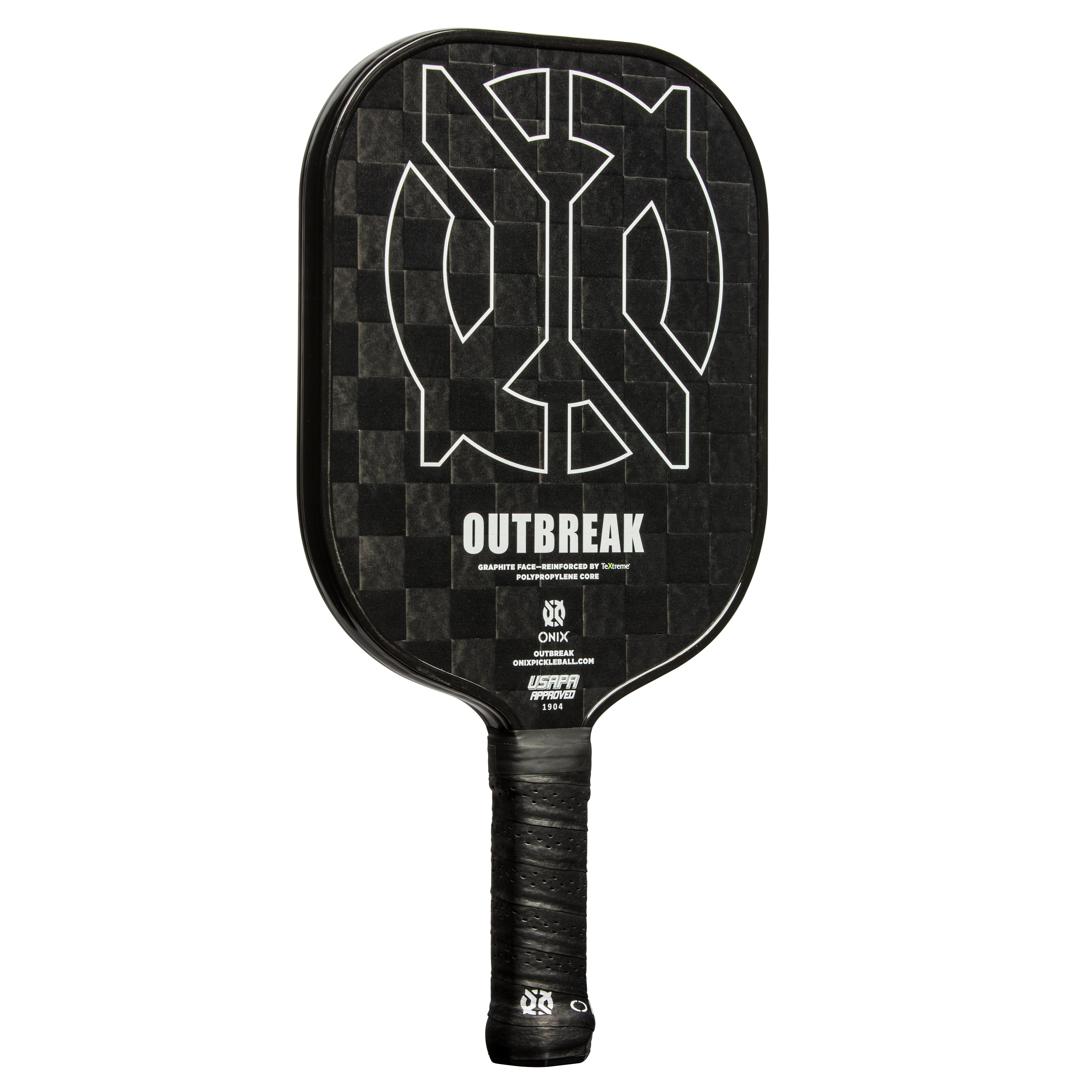 ONIX Outbreak Pickleball Paddle - Black - Reinforced by Woven Carbon Fiber for Greater Touch, Control and Durability