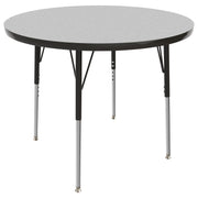36" Round T-Molding Activity Table with Adjustable Standard Swivel Glide Legs - Gray/Black
