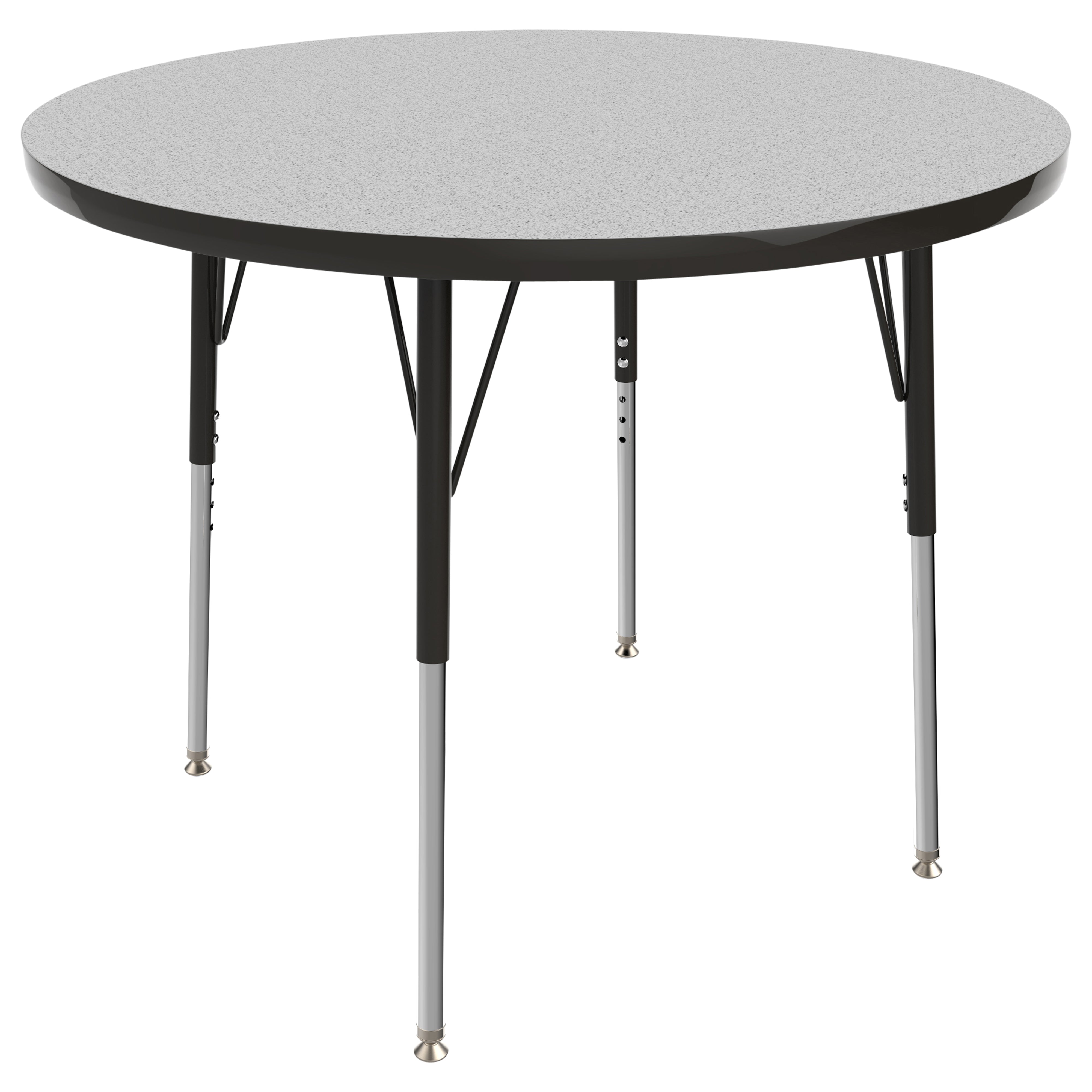 36" Round T-Molding Activity Table with Adjustable Standard Swivel Glide Legs - Gray/Black