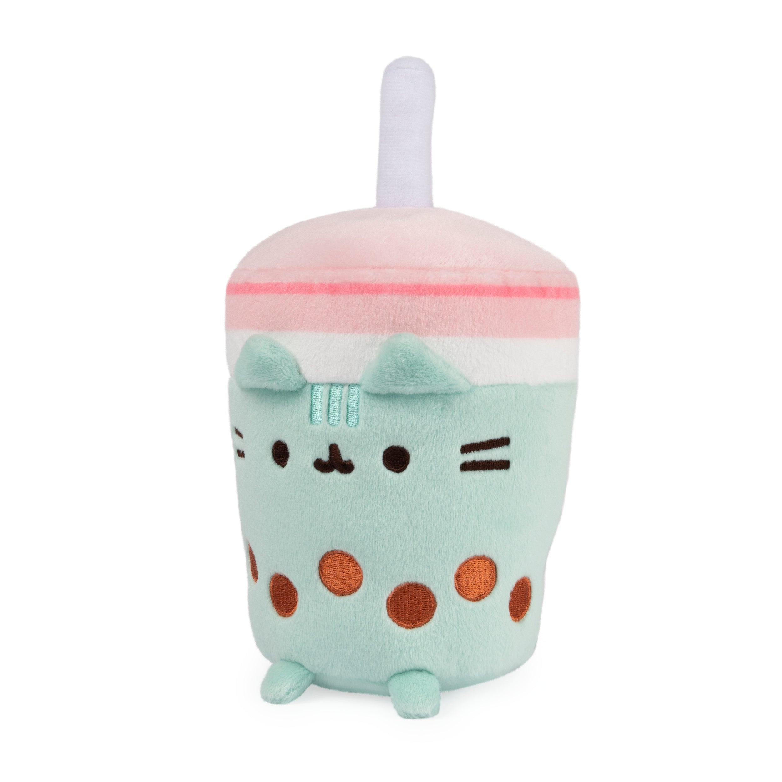 GUND Pusheen Boba Tea Cup Plush Cat Stuffed Animal for Ages 8 and Up, Green/Pink, 6”